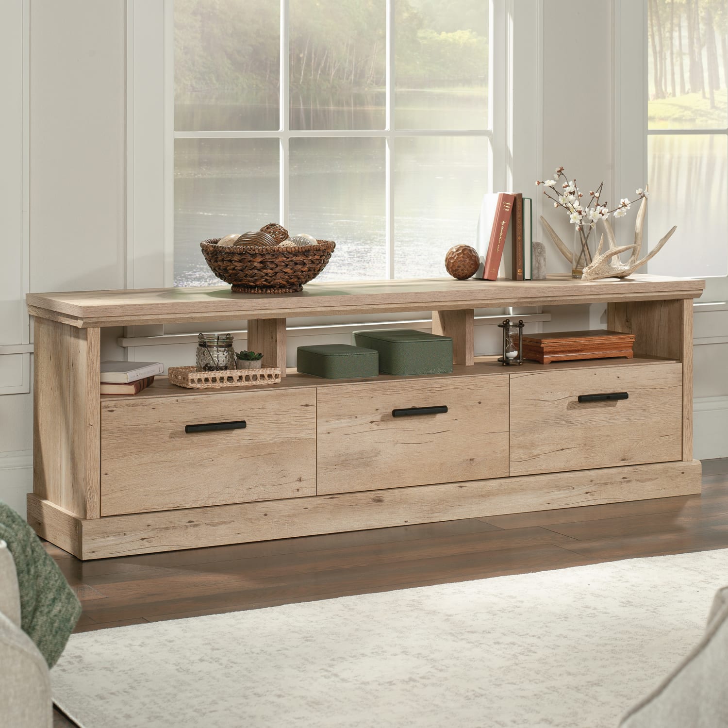 Sauder Aspen Post Entertainment Credenza For 70in TVs, 22-7/8inH x 70-3/8inW x 15-7/8inD, Prime Oak/Medium Finish - Image 5