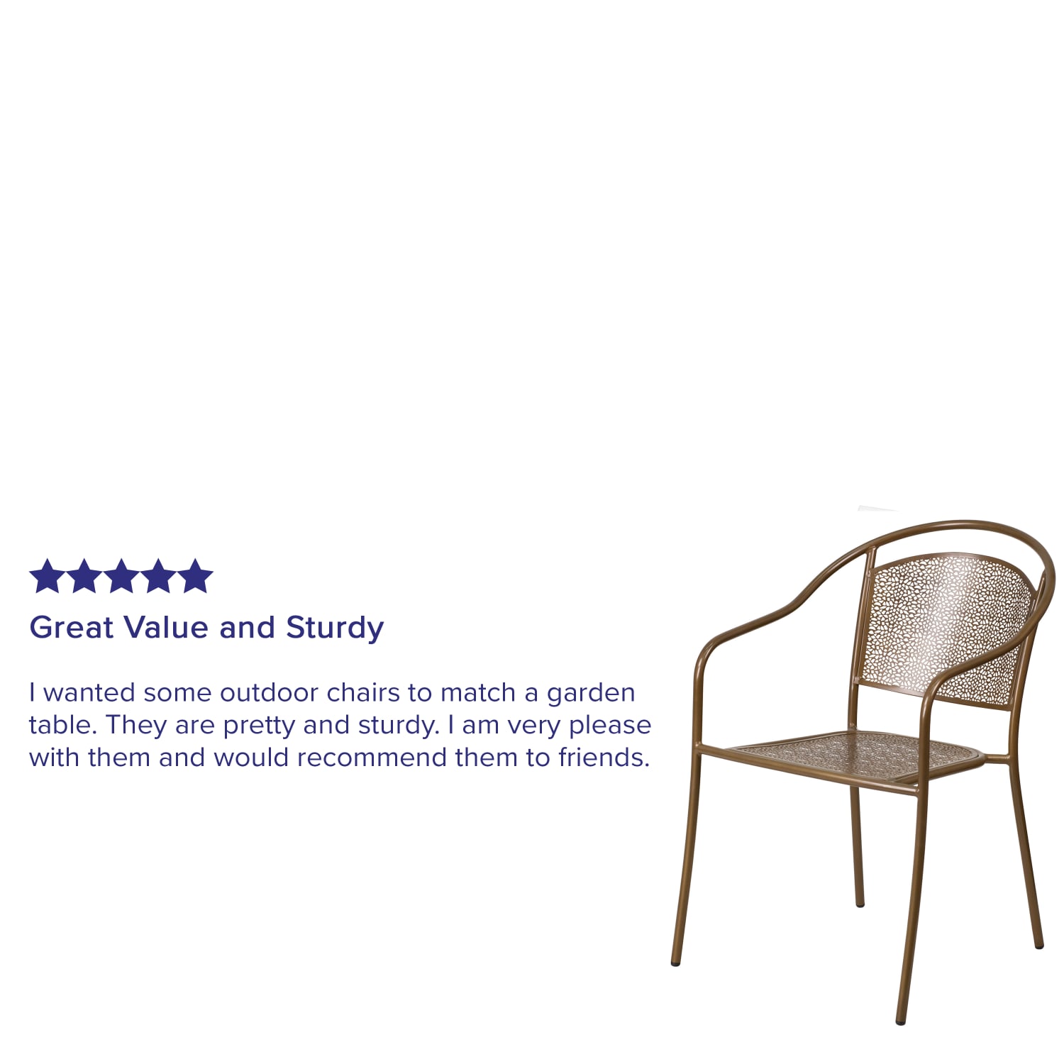 Flash Furniture Oia Indoor/Outdoor Steel Patio Armchair with Round Back, Gold - Image 5