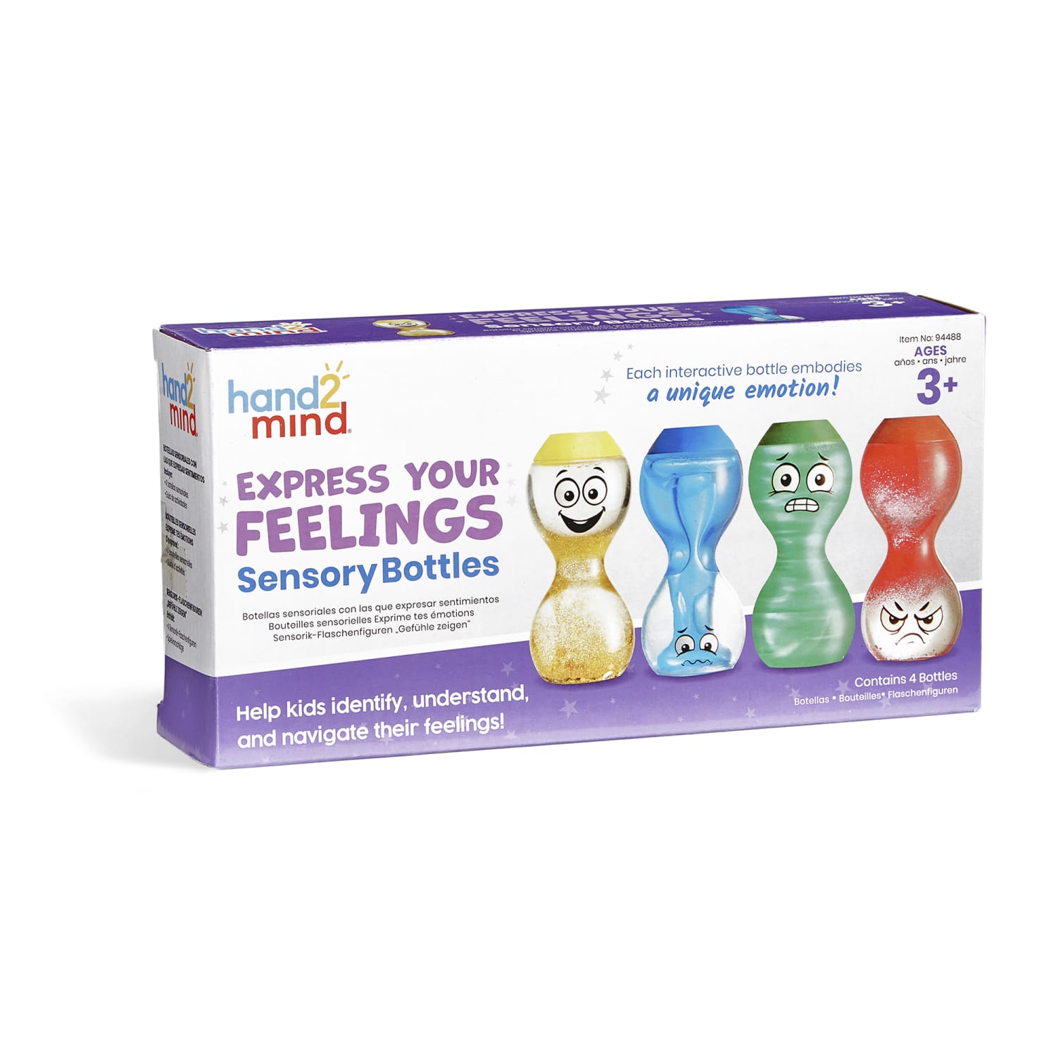 Hand2Mind Express Your Feelings Sensory Bottles, Multicolor, Pack Of 4 Bottles - Image 3