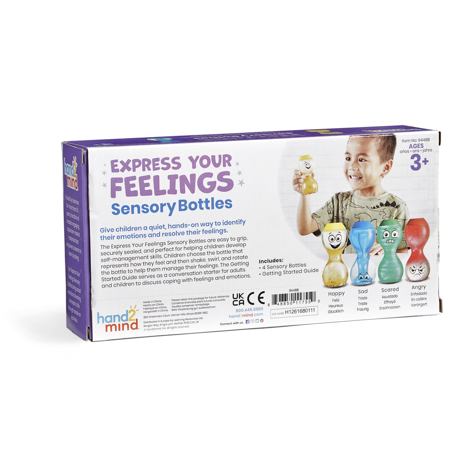 Hand2Mind Express Your Feelings Sensory Bottles, Multicolor, Pack Of 4 Bottles - Image 5