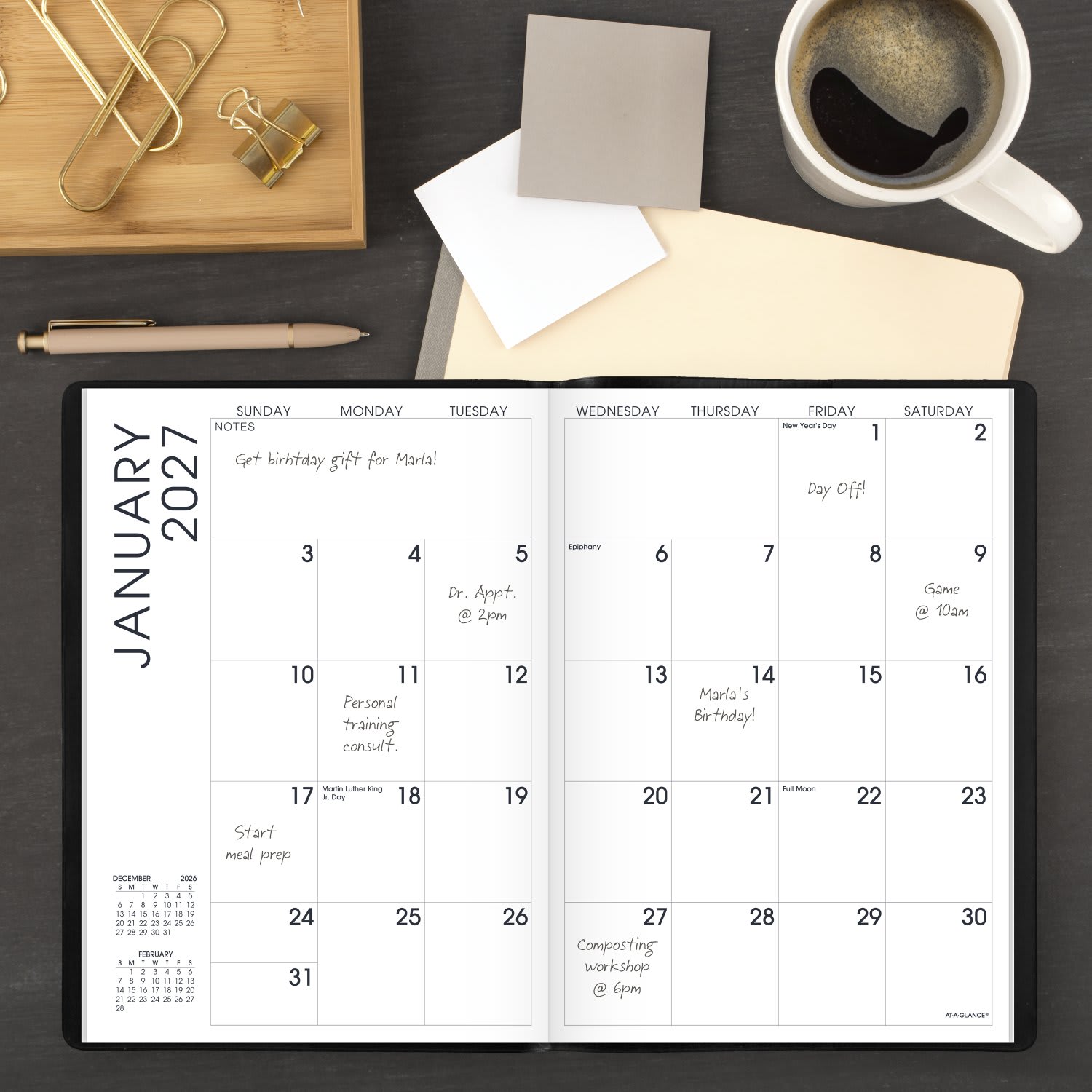 AT-A-GLANCE Designer Cover 2027 Monthly Planner, Black, Large, 7in x 10in - Image 3