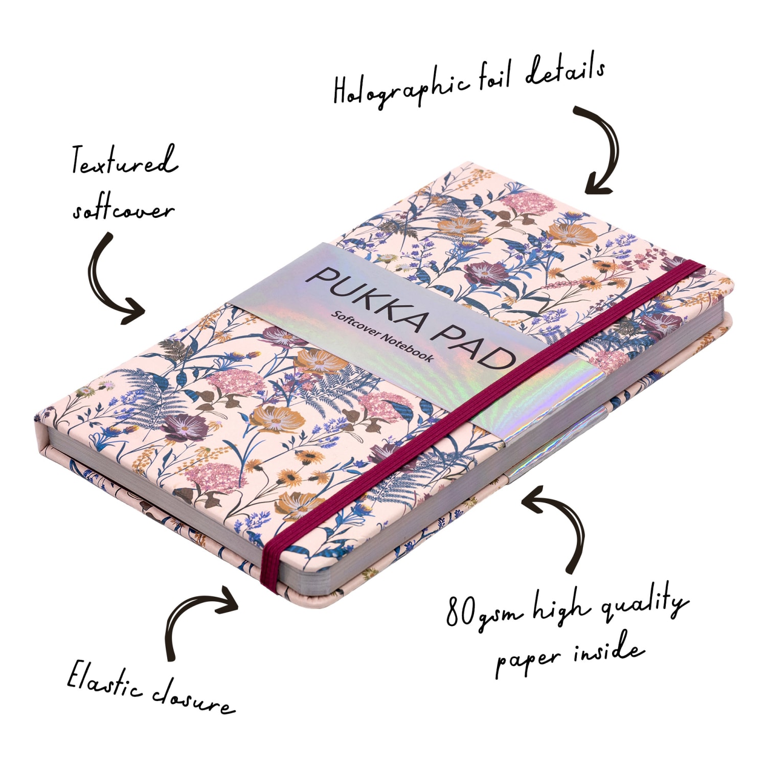 Pukka Pads Bloom Softcover Notebook With Pocket, Black, Pack 3 - Image 5