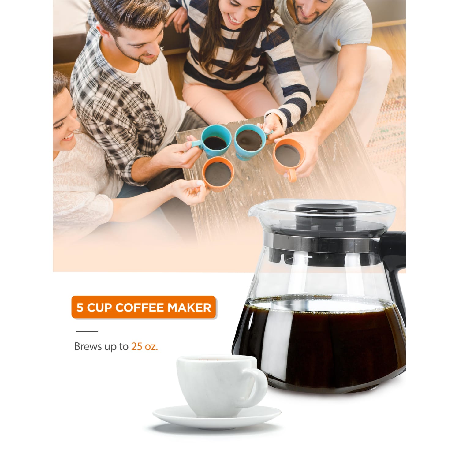 Commercial Chef 5-Cup Drip Coffee Maker, White - Image 4