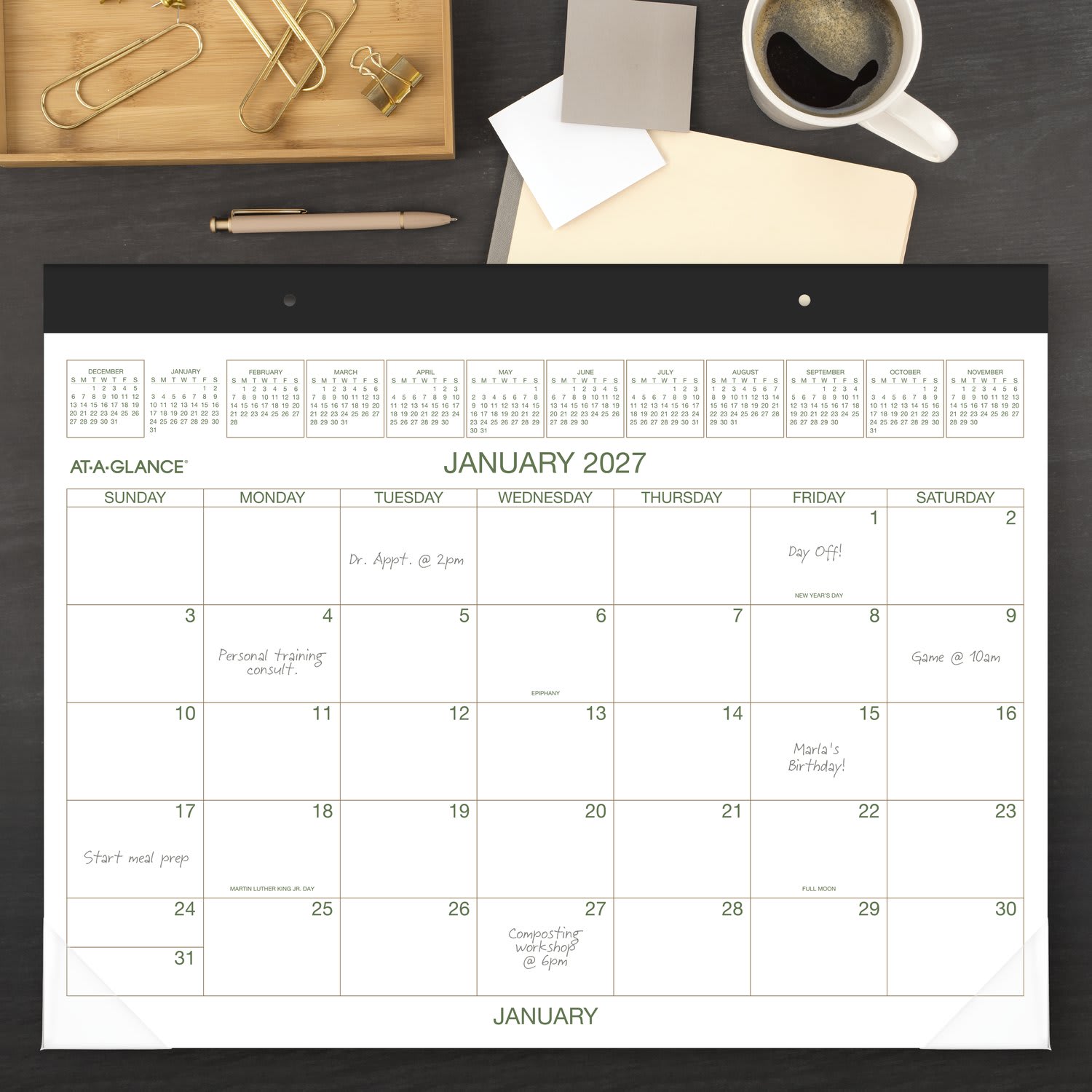 AT-A-GLANCE 2027 Two Color Monthly Desk Pad Calendar, Standard, 21 3/4in x 17in - Image 3