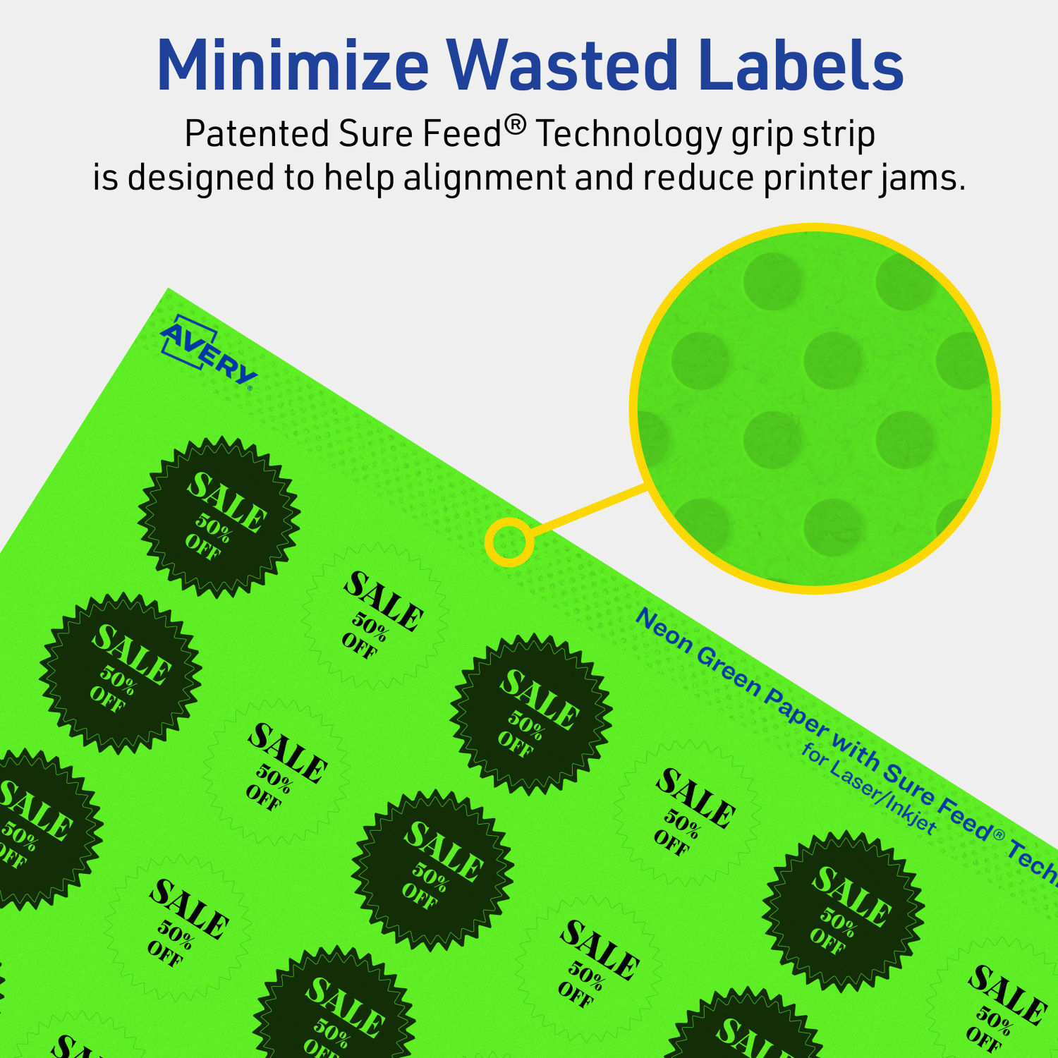Avery Print-To-The-Edge Labels With Sure Feed Technology, 94606-NGP80, Starburst, 1in, Matte Neon Green, Pack of 3840 - Image 5