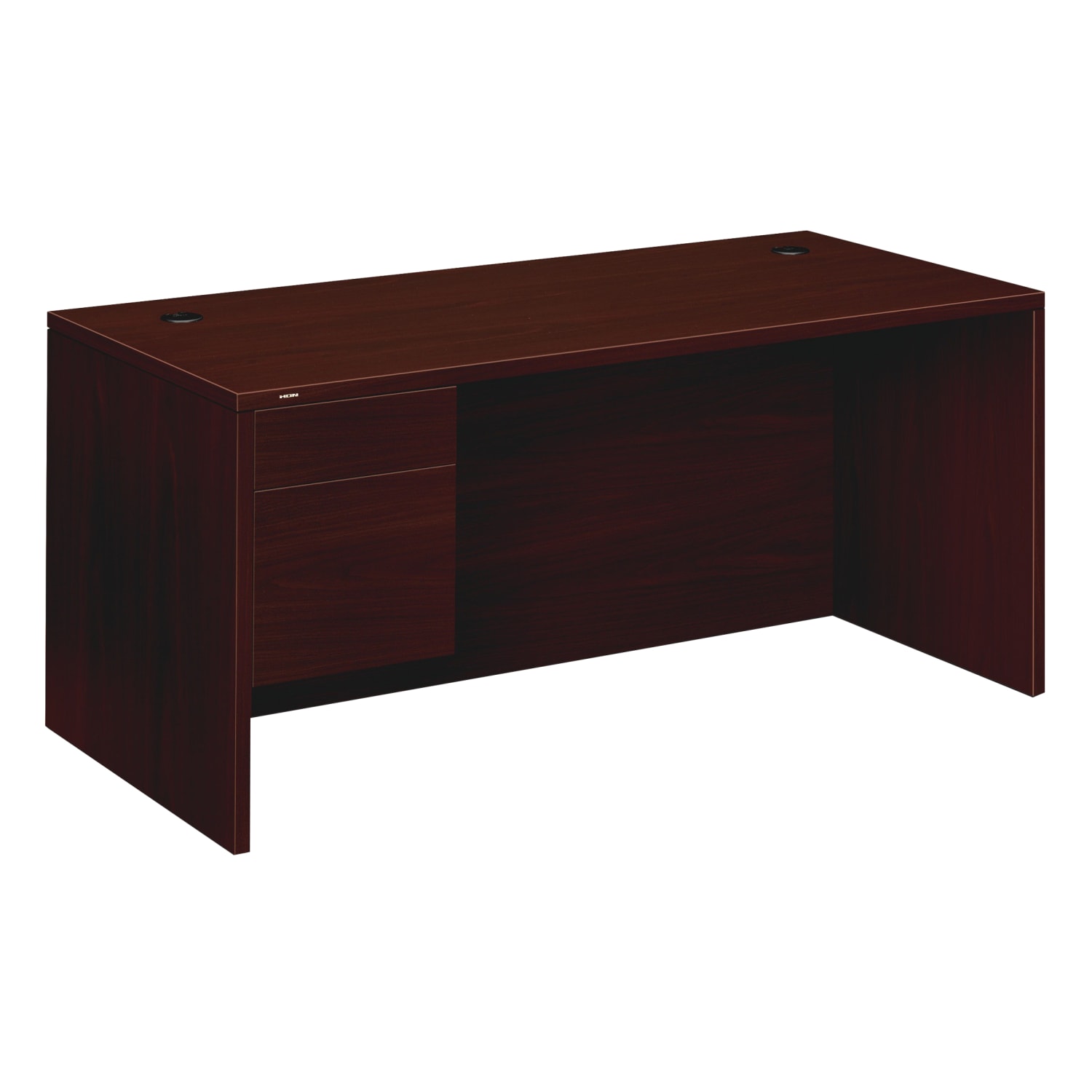 HON 10500 66in W Left-Pedestal Computer Desk, Mahogany - Image 3