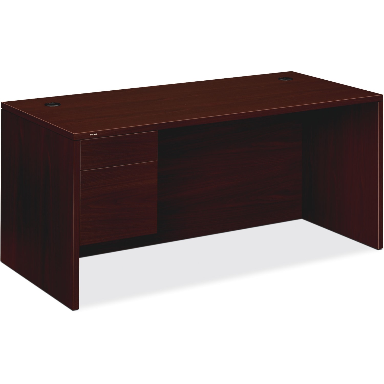 HON 10500 66in W Left-Pedestal Computer Desk, Mahogany - Image 4
