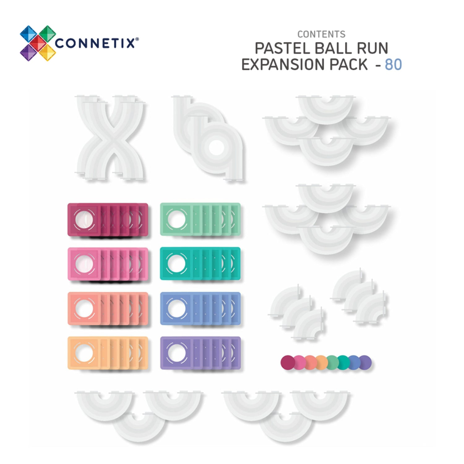 Connetix Magnetic Tiles Pastel Ball Run Expansion Pack, 80 Pieces - Image 3
