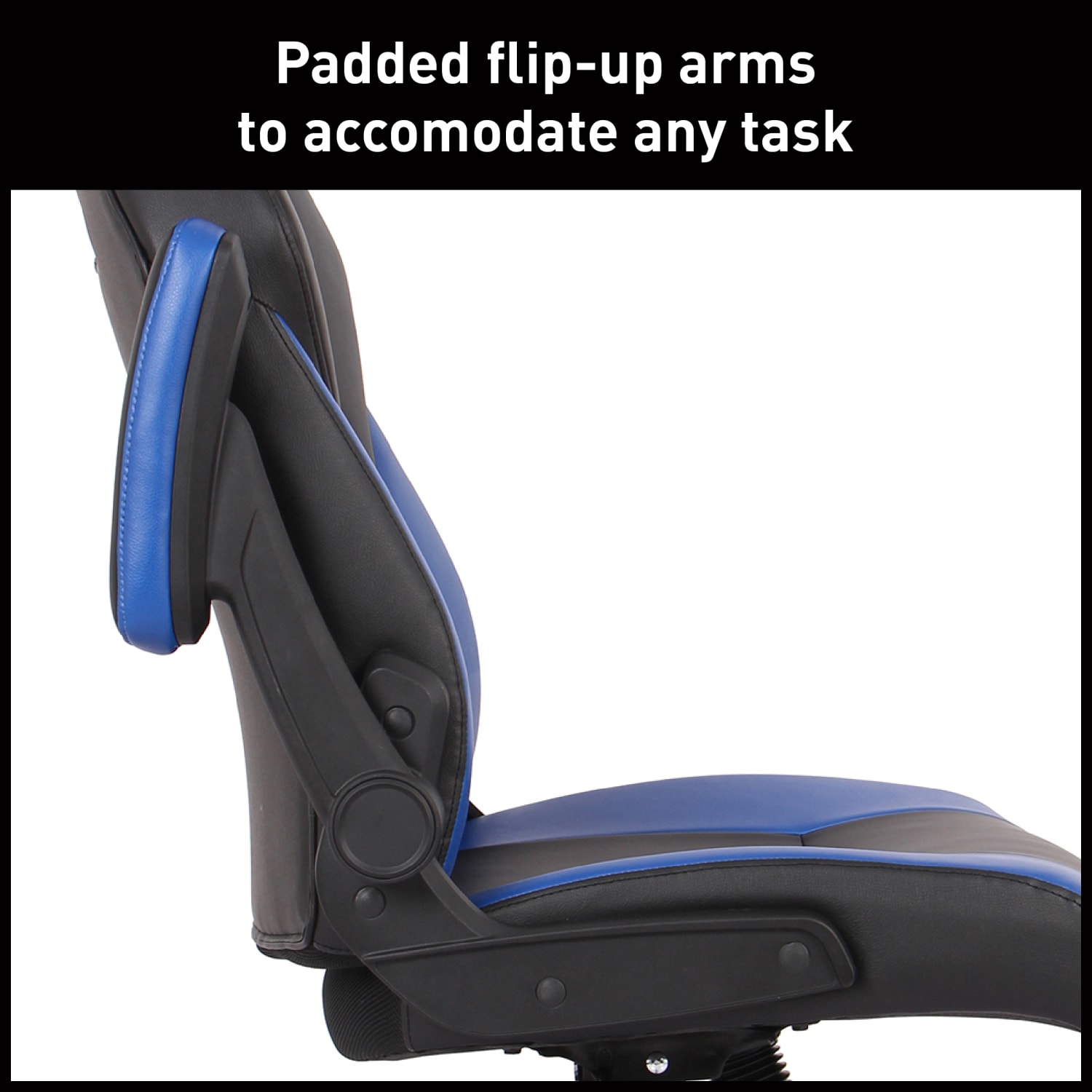 RS Gaming RGX Faux Leather High Back Gaming Office Chair BlackBlue BIFMA Compliant PopularChairscom