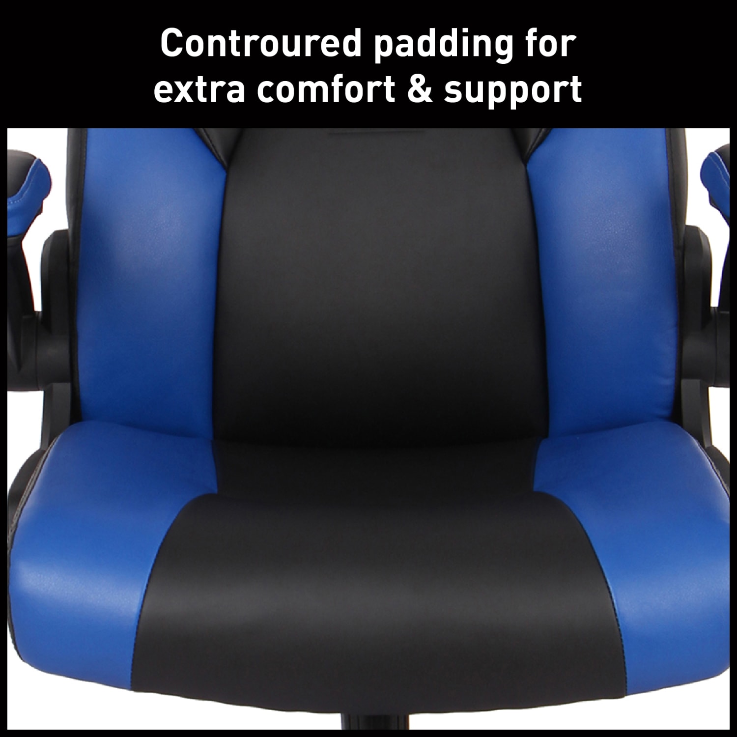 RS Gaming RGX Faux Leather High Back Gaming Office Chair BlackBlue BIFMA Compliant PopularChairscom