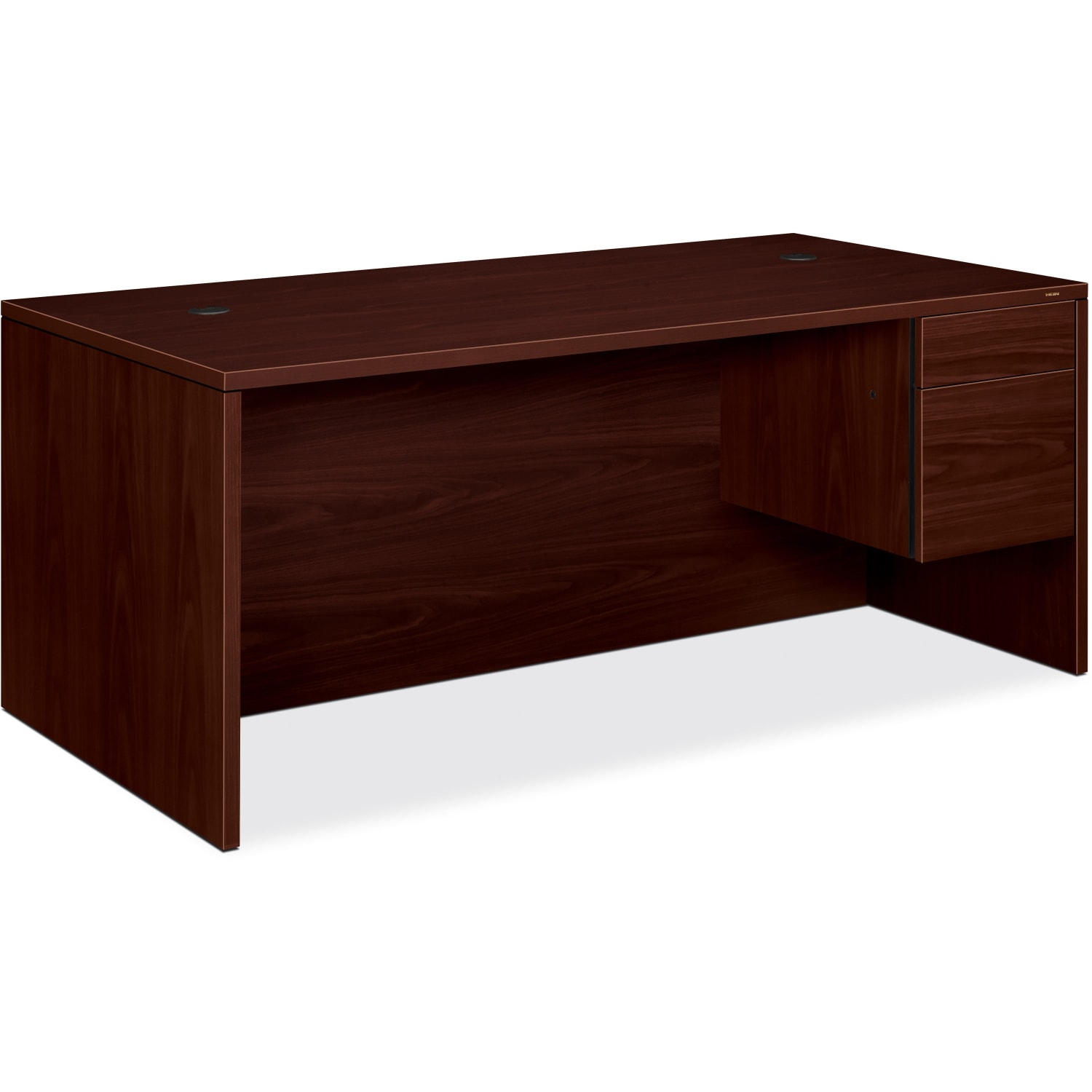 HON 10500 72inW Single-Pedestal Computer Desk With Pedestal On Right/Left Return, Mahogany - Image 4