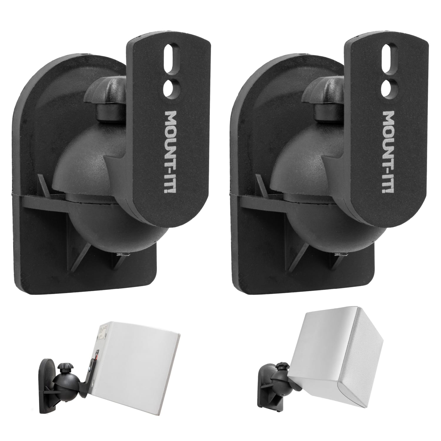 Mount-It! Dual Low Profile Steel Universal Speaker Wall Mounts, 6inH x 6inW x 9inD, Black, Set Of 2 Mounts - Image 3