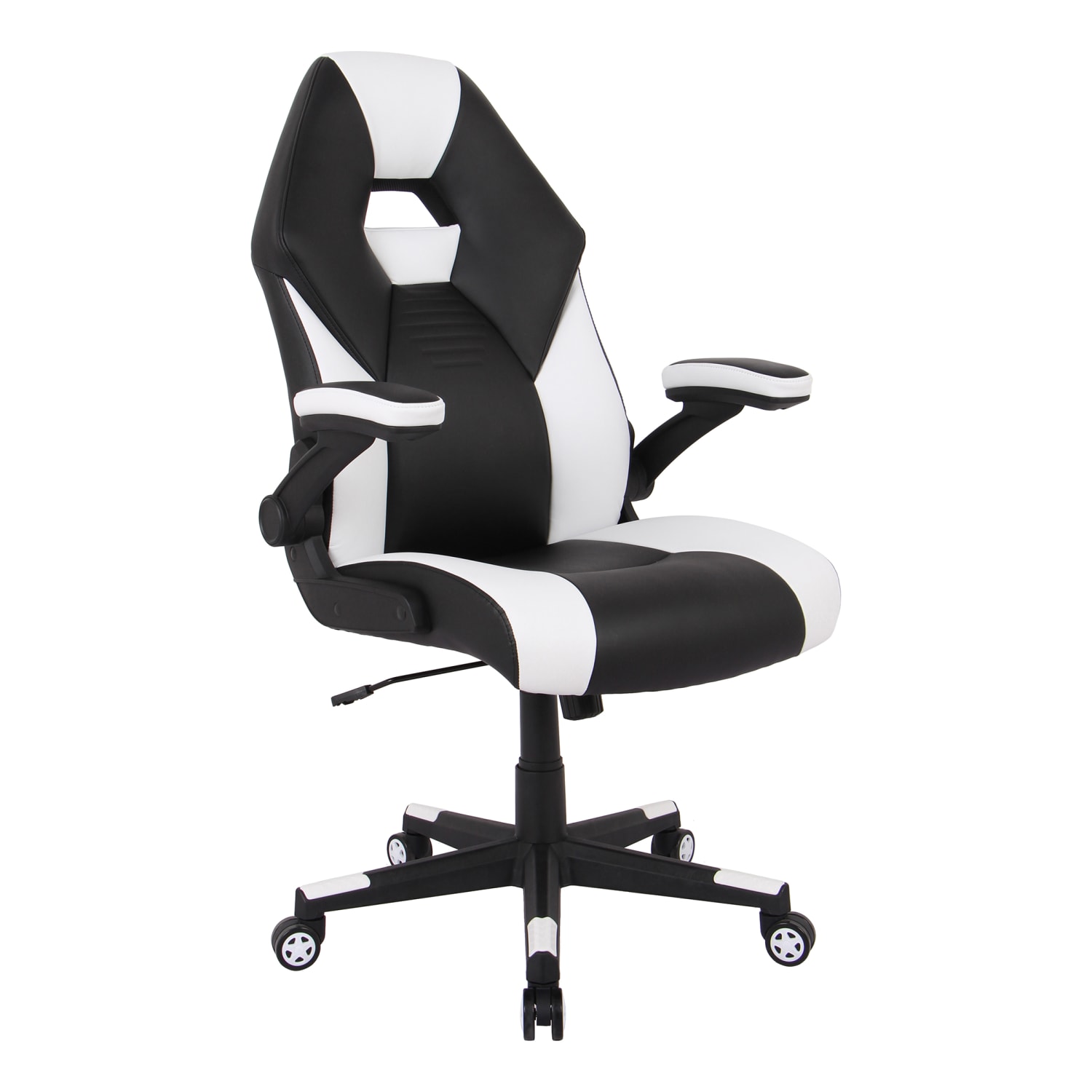 RS Gaming RGX Faux Leather High-Back Gaming Office Chair, Black/White, BIFMA Compliant