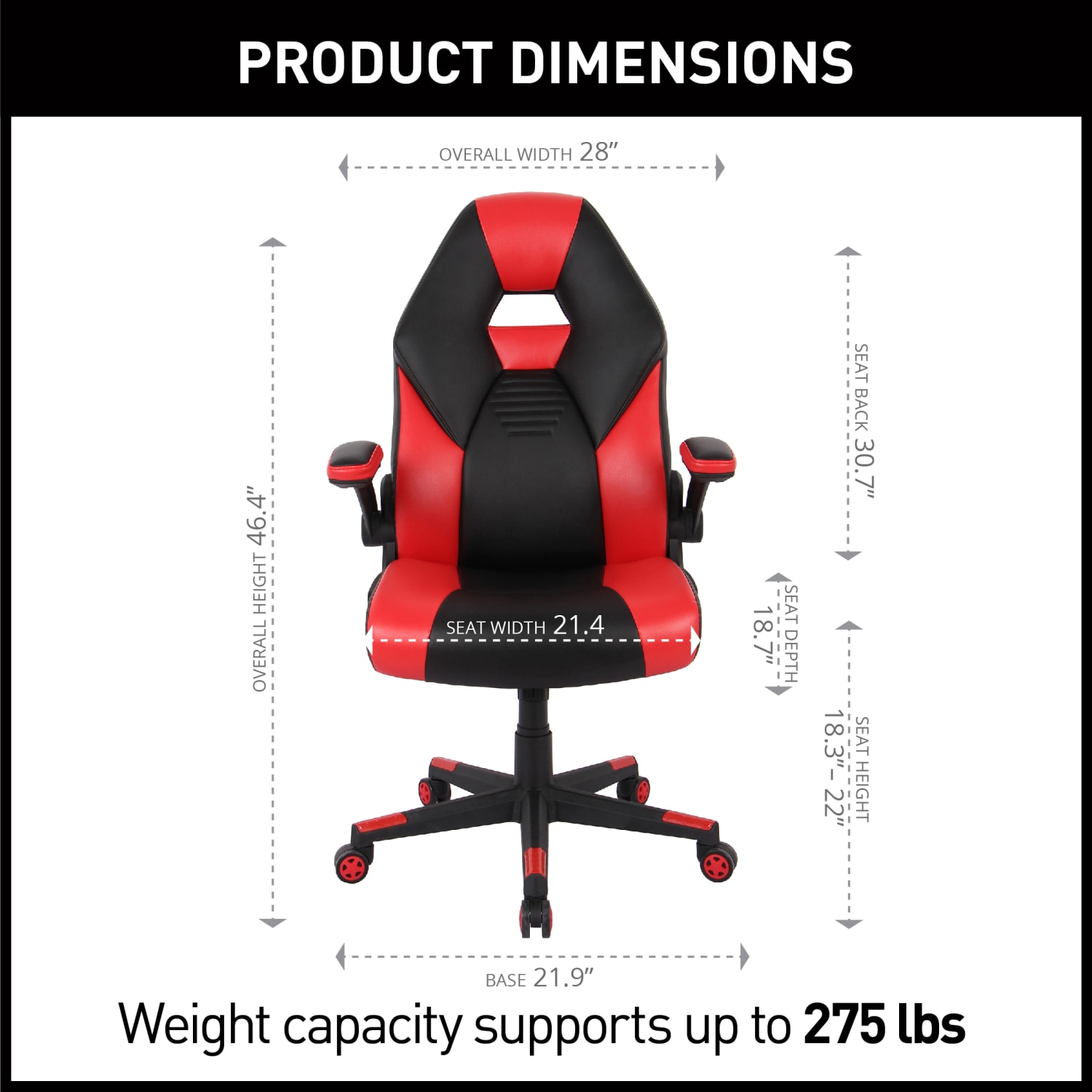 RS Gaming RGX Faux Leather High Back Gaming Office Chair BlackRed BIFMA Compliant PopularChairscom