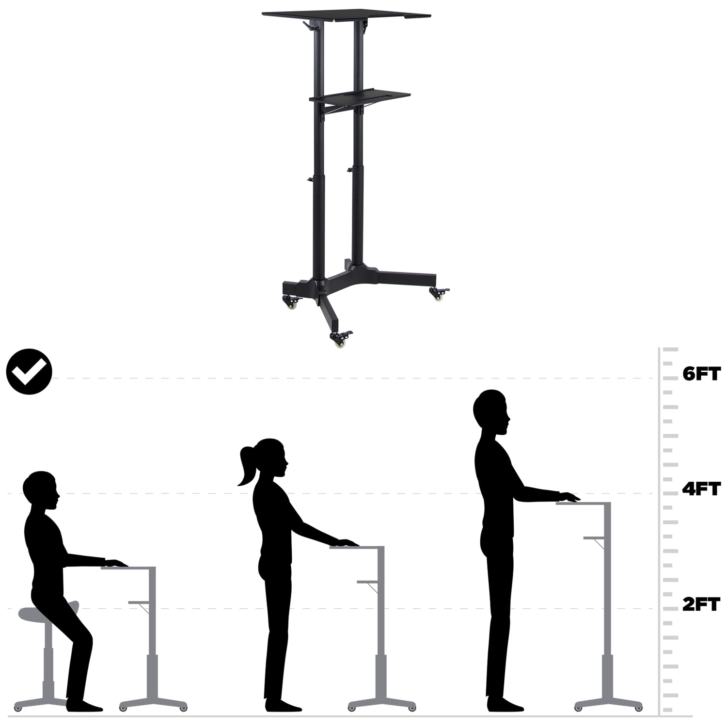 Mount-It! Portable Presentation Lectern, 48.75inH x 25.5inW x 17inD, Black - Image 3