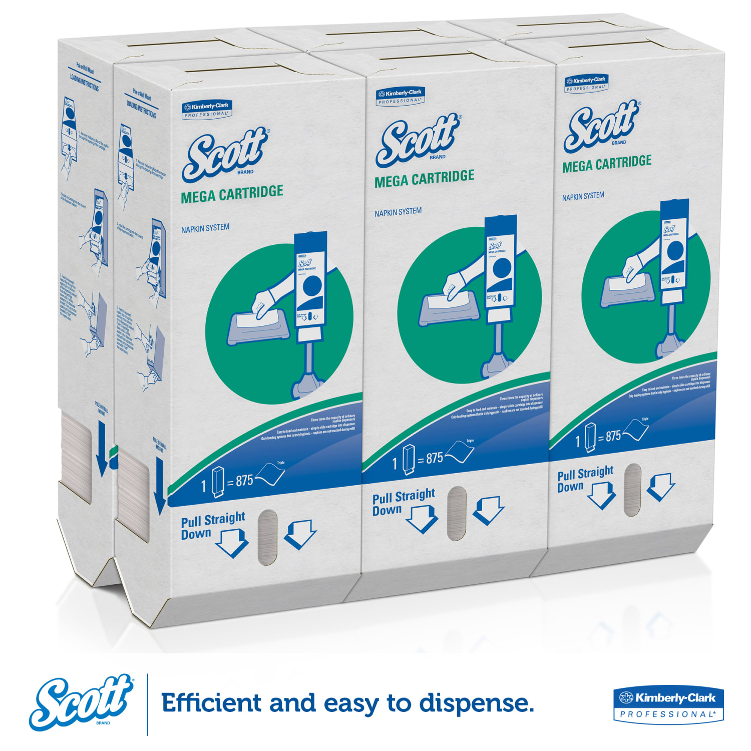 Scott Mega Cartridge 1-Ply Napkins, 6-1/2in x 8-7/16in, White, 180 Per Pack, Case Of 6 Packs - Image 4