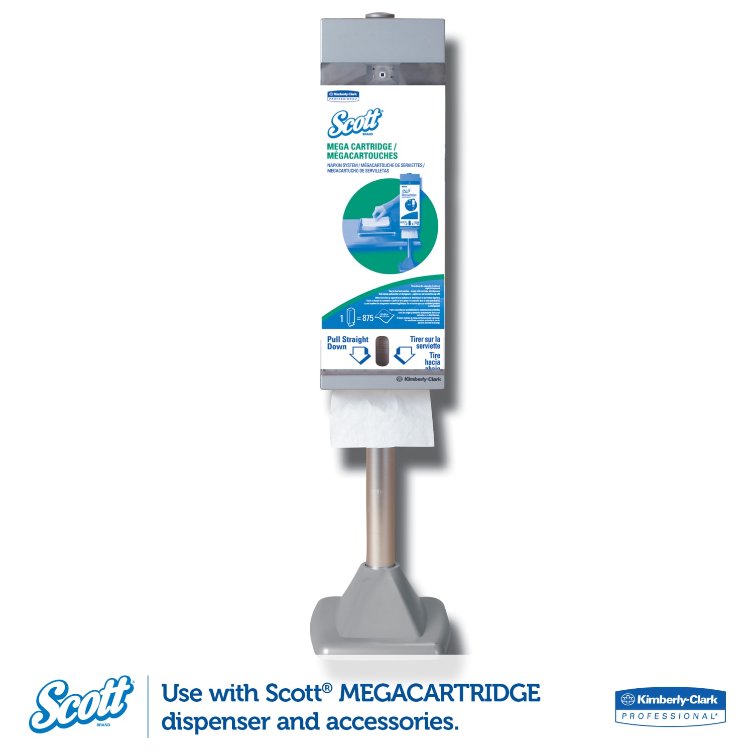 Scott Mega Cartridge 1-Ply Napkins, 6-1/2in x 8-7/16in, White, 180 Per Pack, Case Of 6 Packs - Image 5