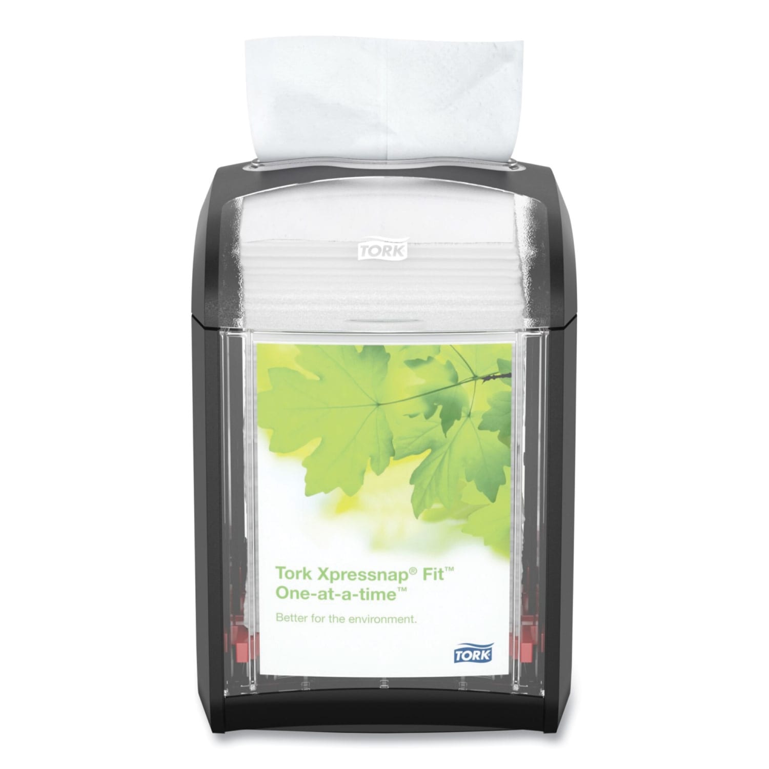 Tork Xpressnap Fit Napkin Dispenser, Tabletop, 6-3/4inH x 4-7/16inW x 5-5/8inD, Black