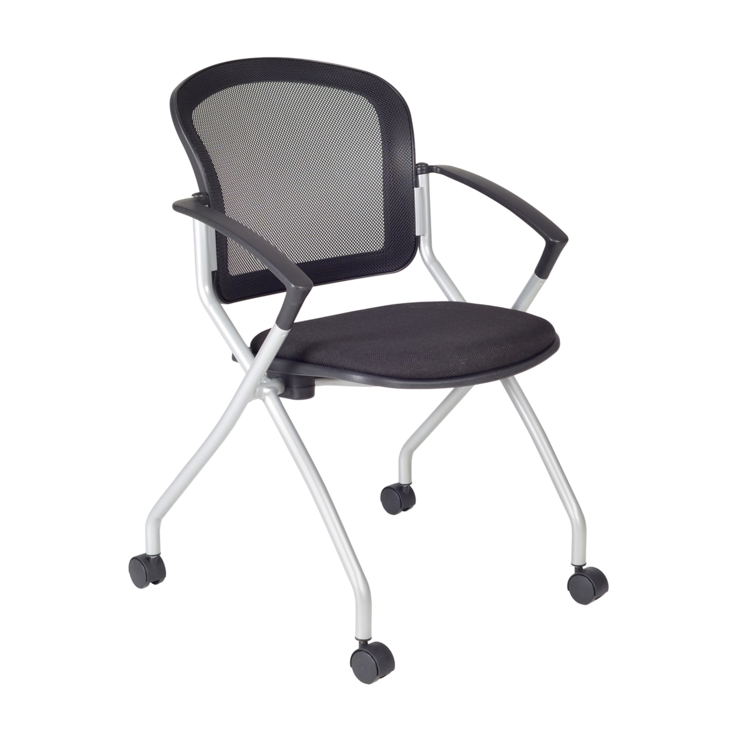 Regency Cadence Mesh Nesting Chairs With Arms SilverBlack Pack Of 20 Chairs PopularChairscom