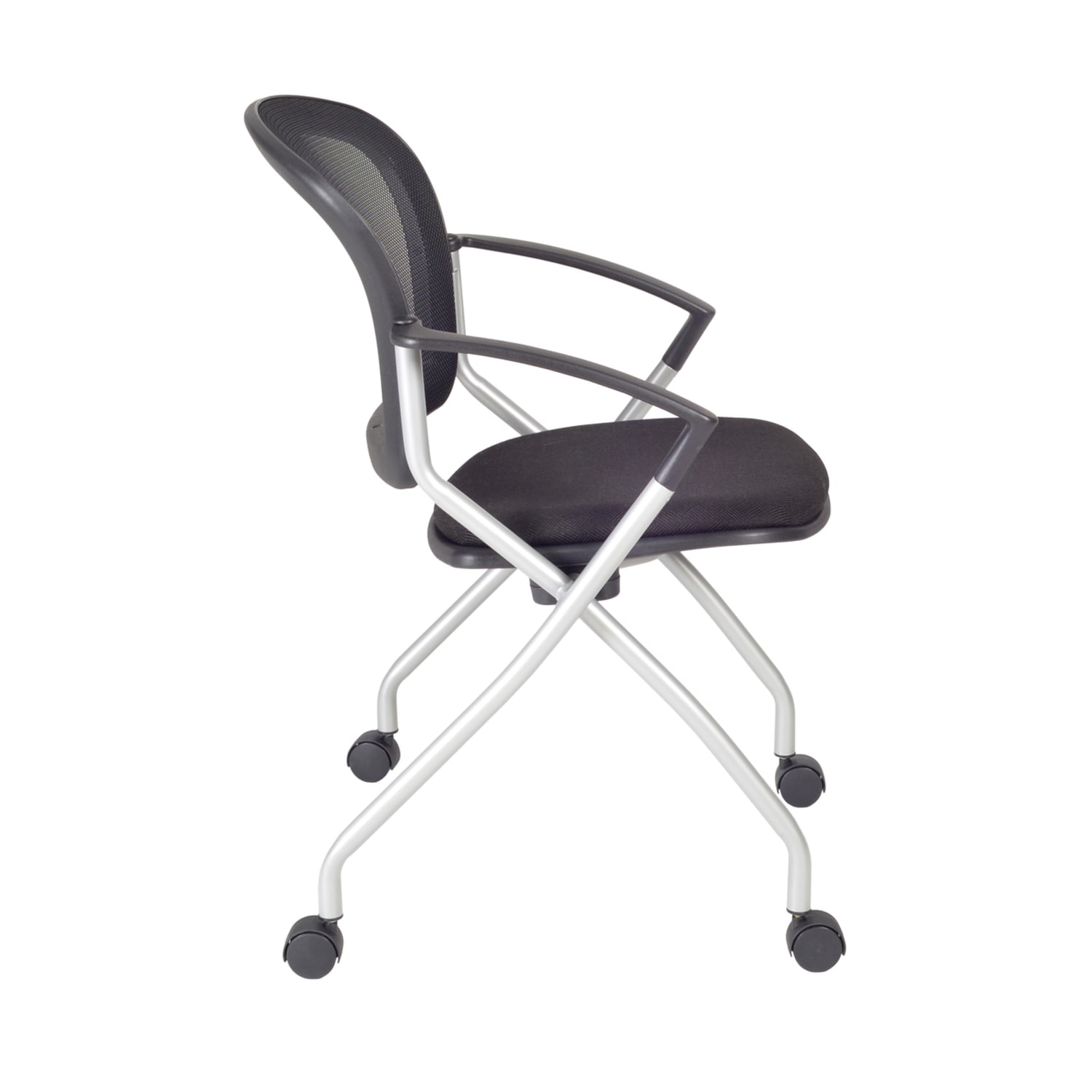 Regency Cadence Mesh Nesting Chairs With Arms SilverBlack Pack Of 20 Chairs PopularChairscom