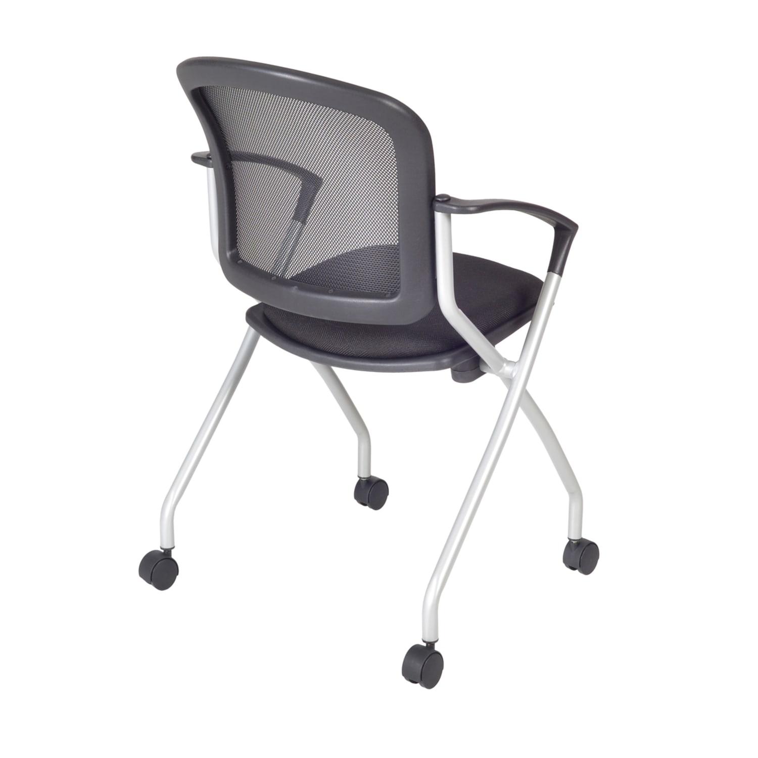 Regency Cadence Mesh Nesting Chairs With Arms SilverBlack Pack Of 20 Chairs PopularChairscom