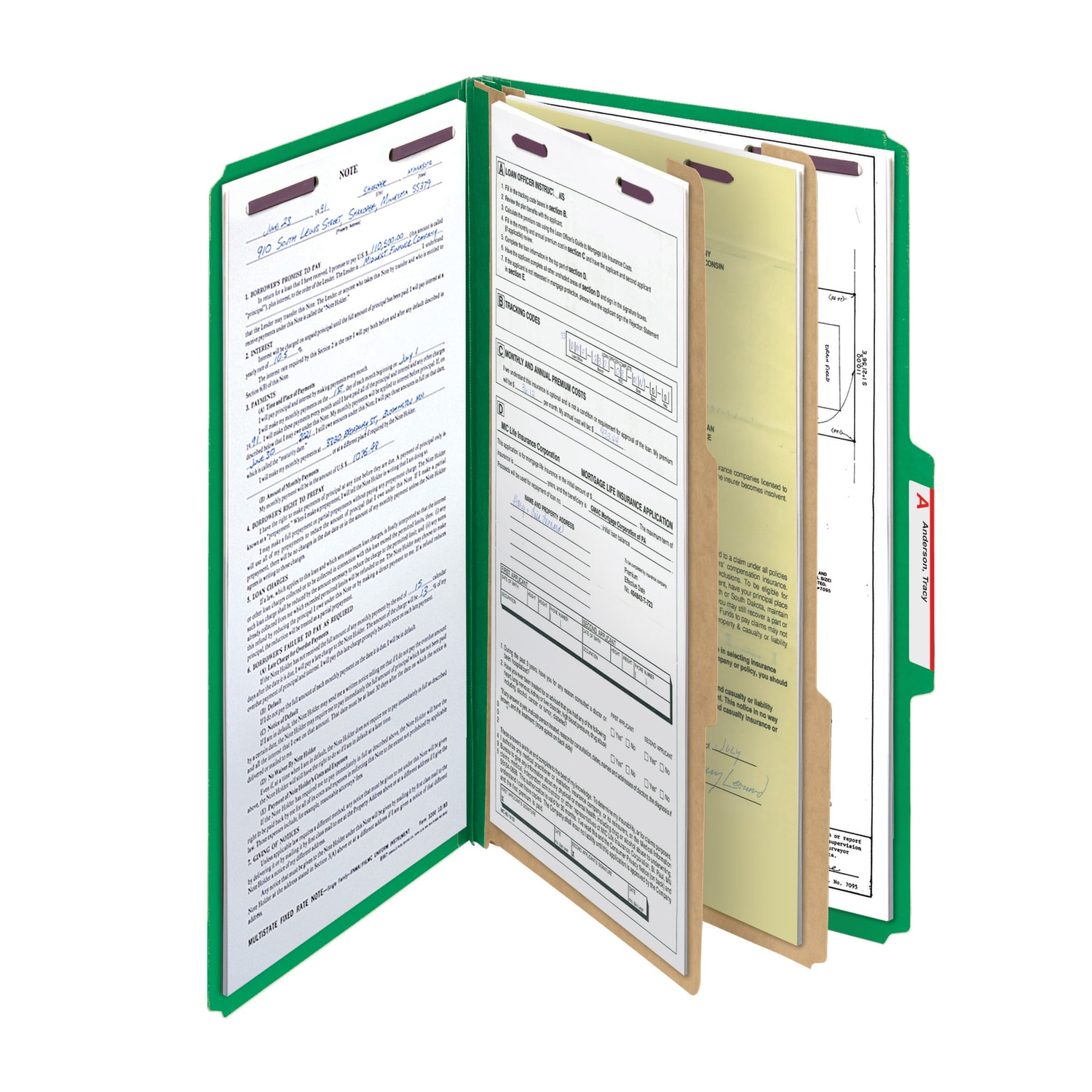 Smead Pressboard Classification Folders With SafeSHIELD Coated Fasteners, Legal Size, 100% Recycled, Green, Box Of 10 - Image 6