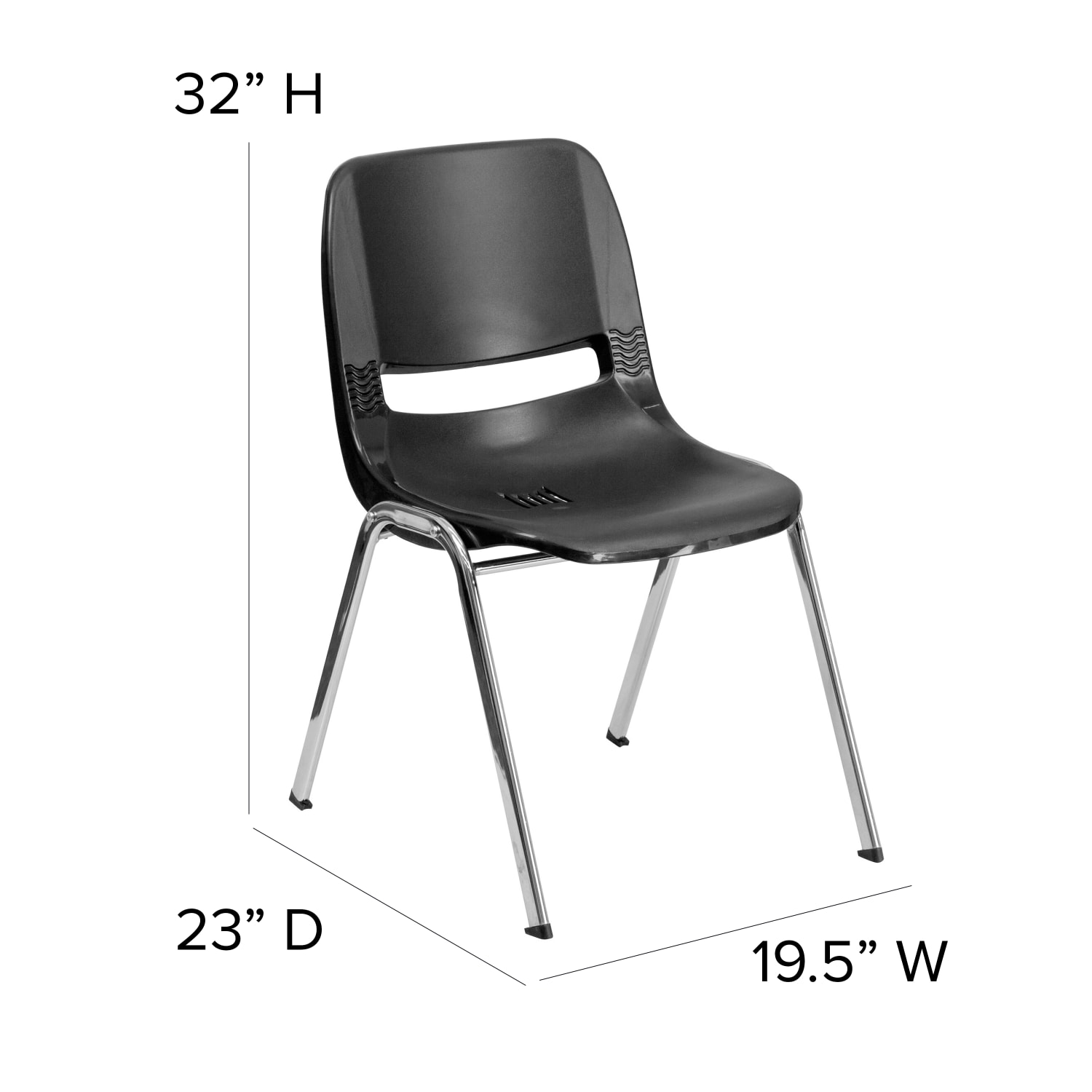 Flash Furniture HERCULES 880 lb Capacity Ergonomic Shell Stack Chair 18ftH Seat BlackChrome PopularChairscom