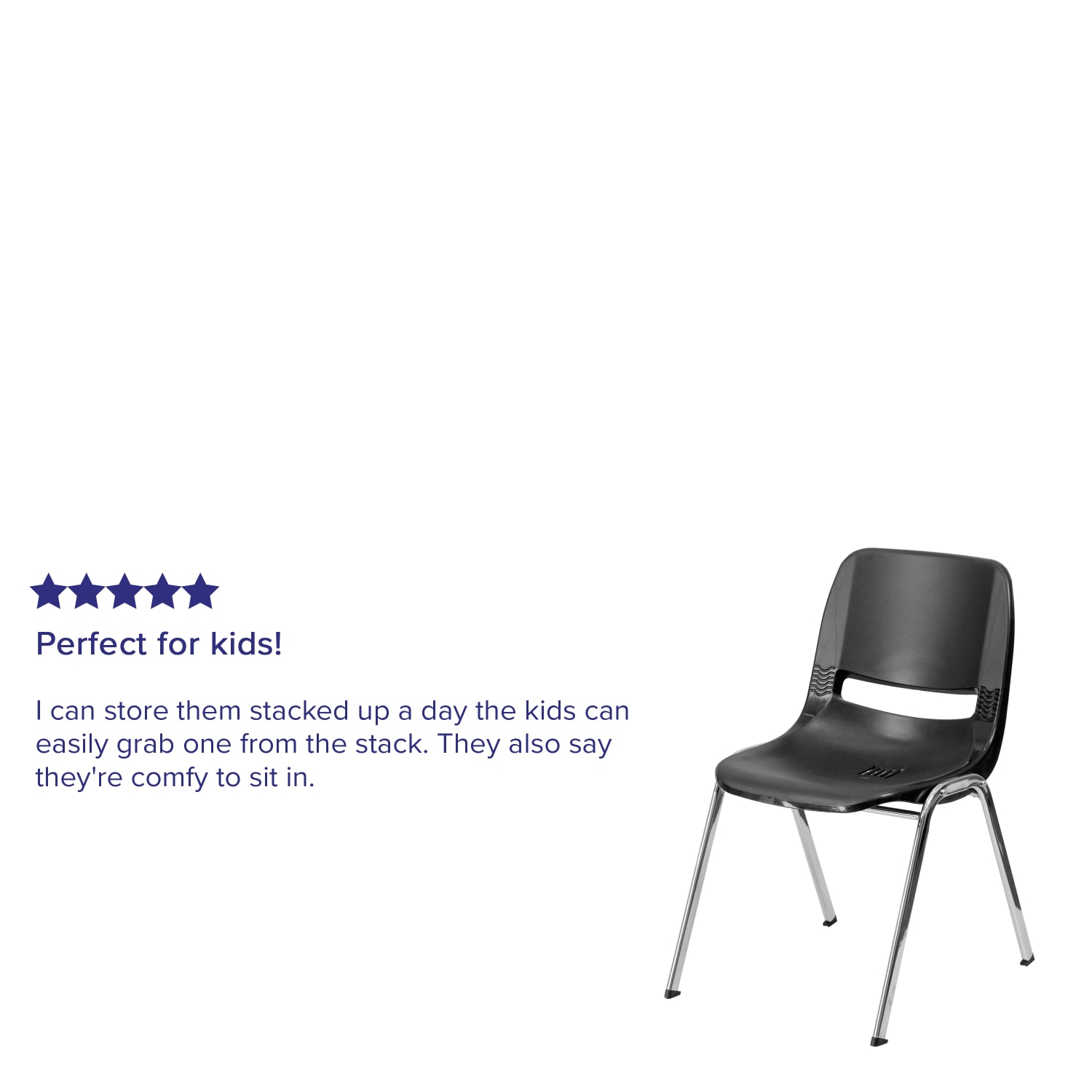 Flash Furniture HERCULES 880 lb Capacity Ergonomic Shell Stack Chair 18ftH Seat BlackChrome PopularChairscom