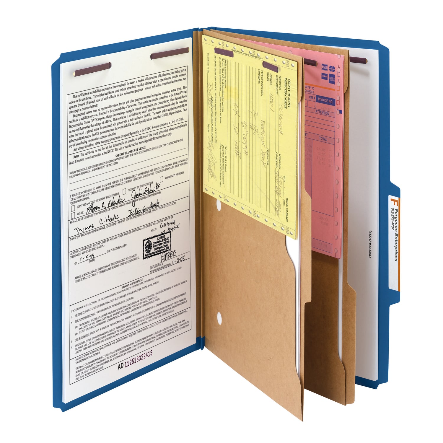 Smead Pressboard Classification Folders With Pocket-Style Divider And SafeSHIELD Fastener, Legal Size, 100% Recycled, Dark Blue, Box of 10 - Image 4