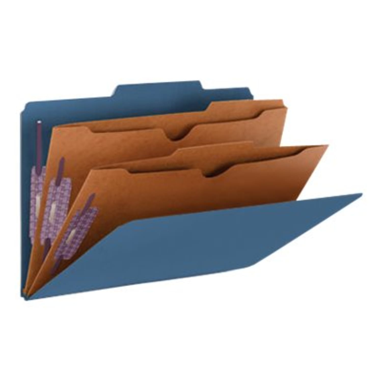 Smead Pressboard Classification Folders With Pocket-Style Divider And SafeSHIELD Fastener, Legal Size, 100% Recycled, Dark Blue, Box of 10 - Image 6