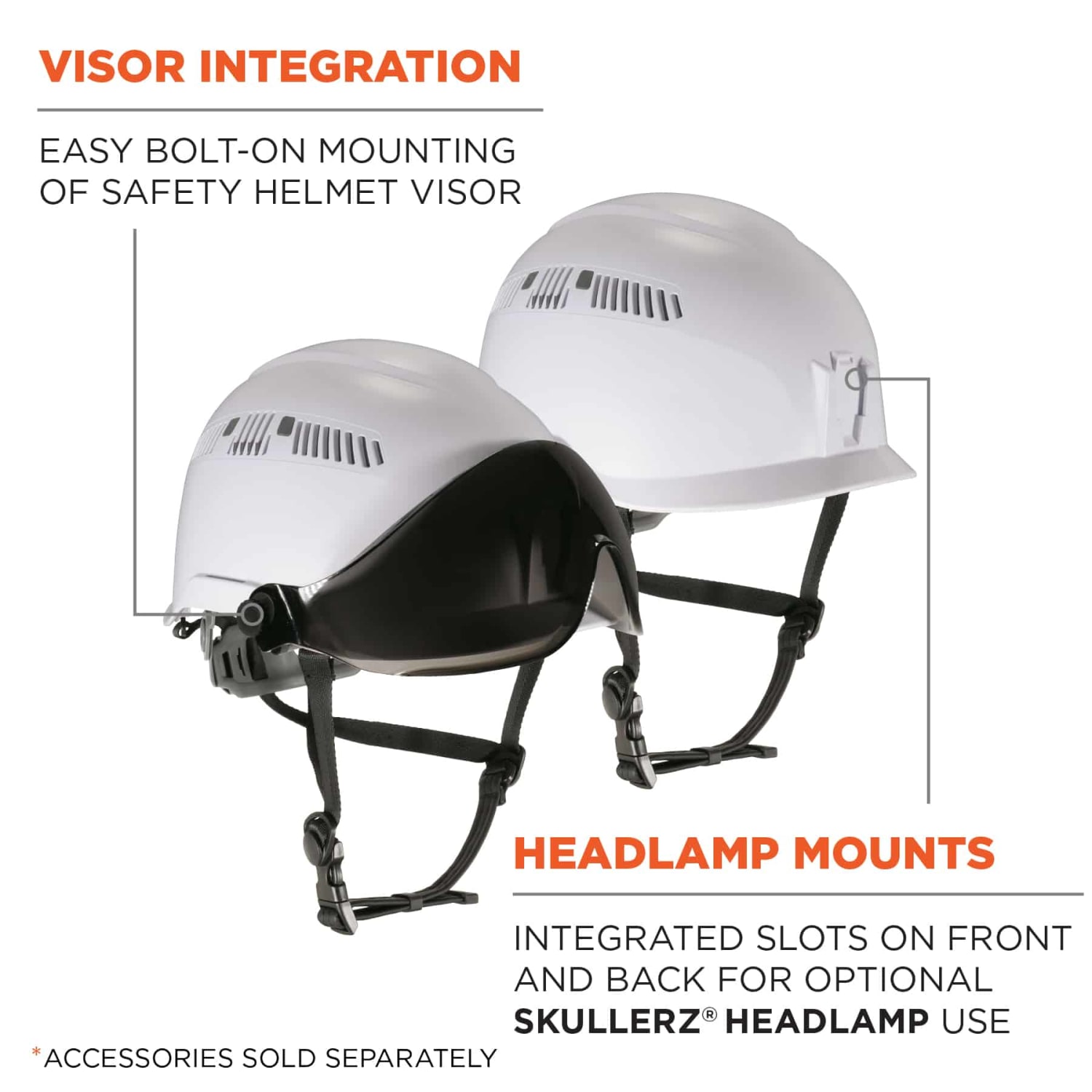 Ergodyne Skullerz 8975V Anti-Fog Class C Safety Helmet With Visor, Smoke Lens, White - Image 6