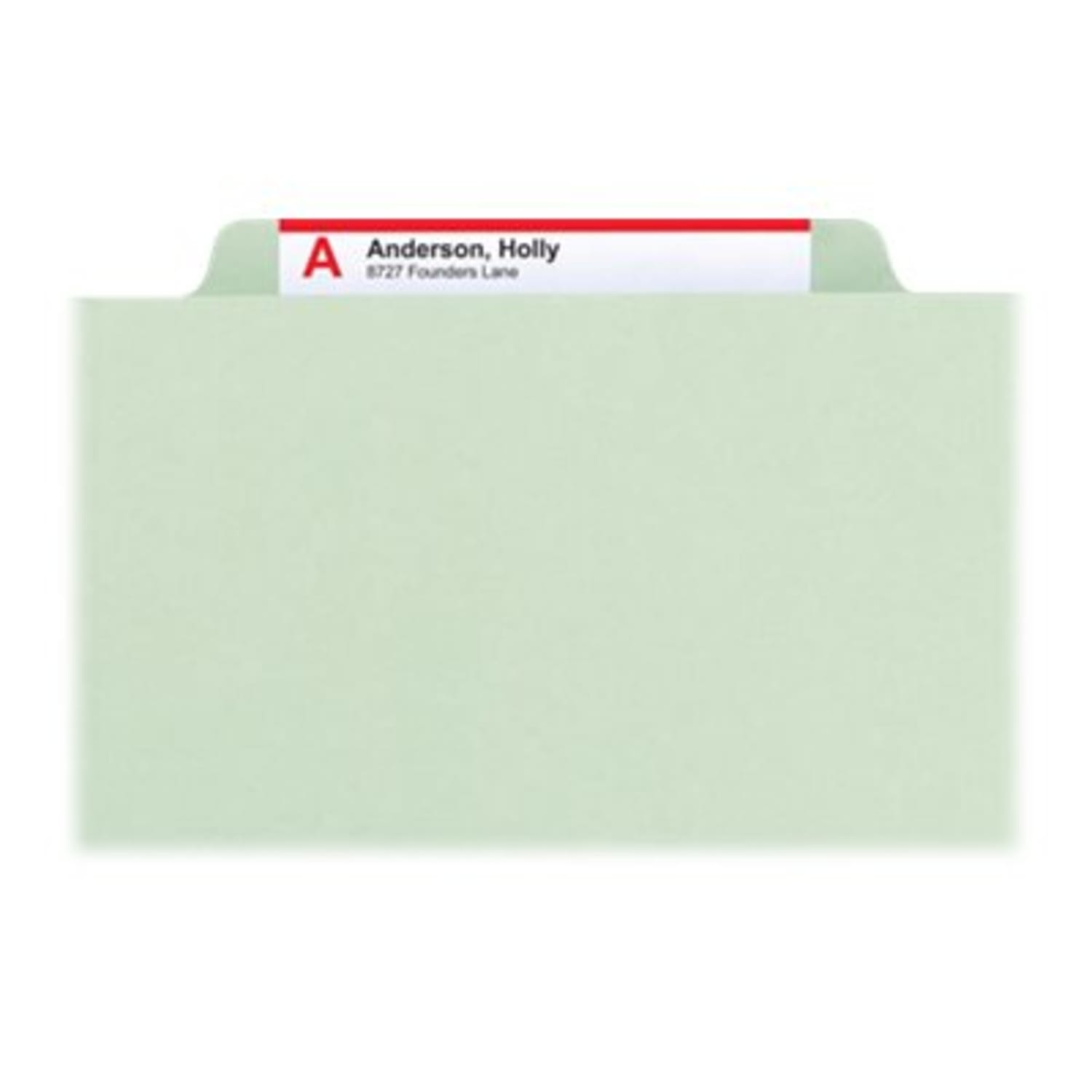 Smead Pressboard Classification Folders, 2 Dividers, Letter Size, 100% Recycled, Gray/Green, Box Of 10 - Image 6