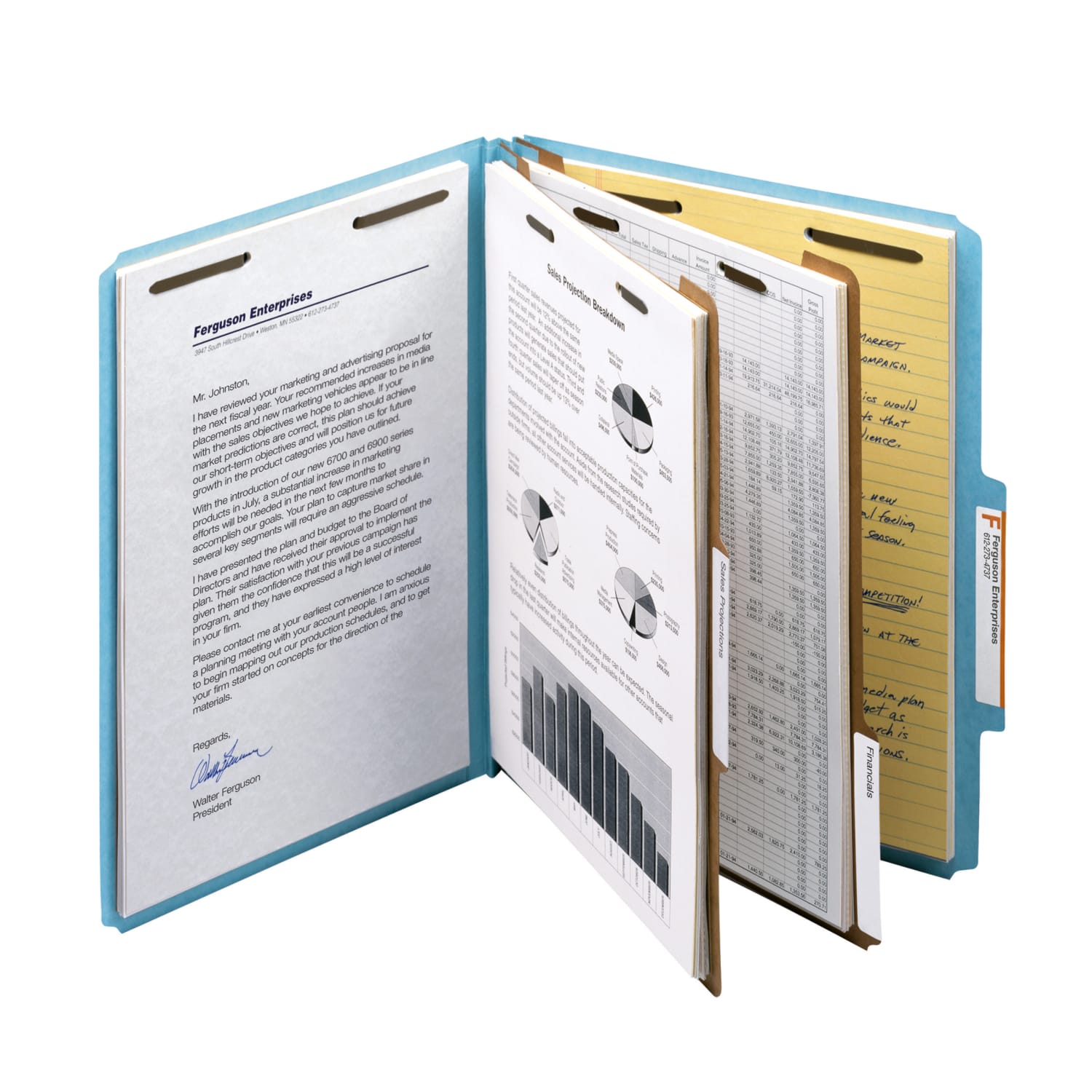 Smead Pressboard Classification Folders, 2 Dividers, Letter Size, 100% Recycled, Blue, Box Of 10 - Image 4