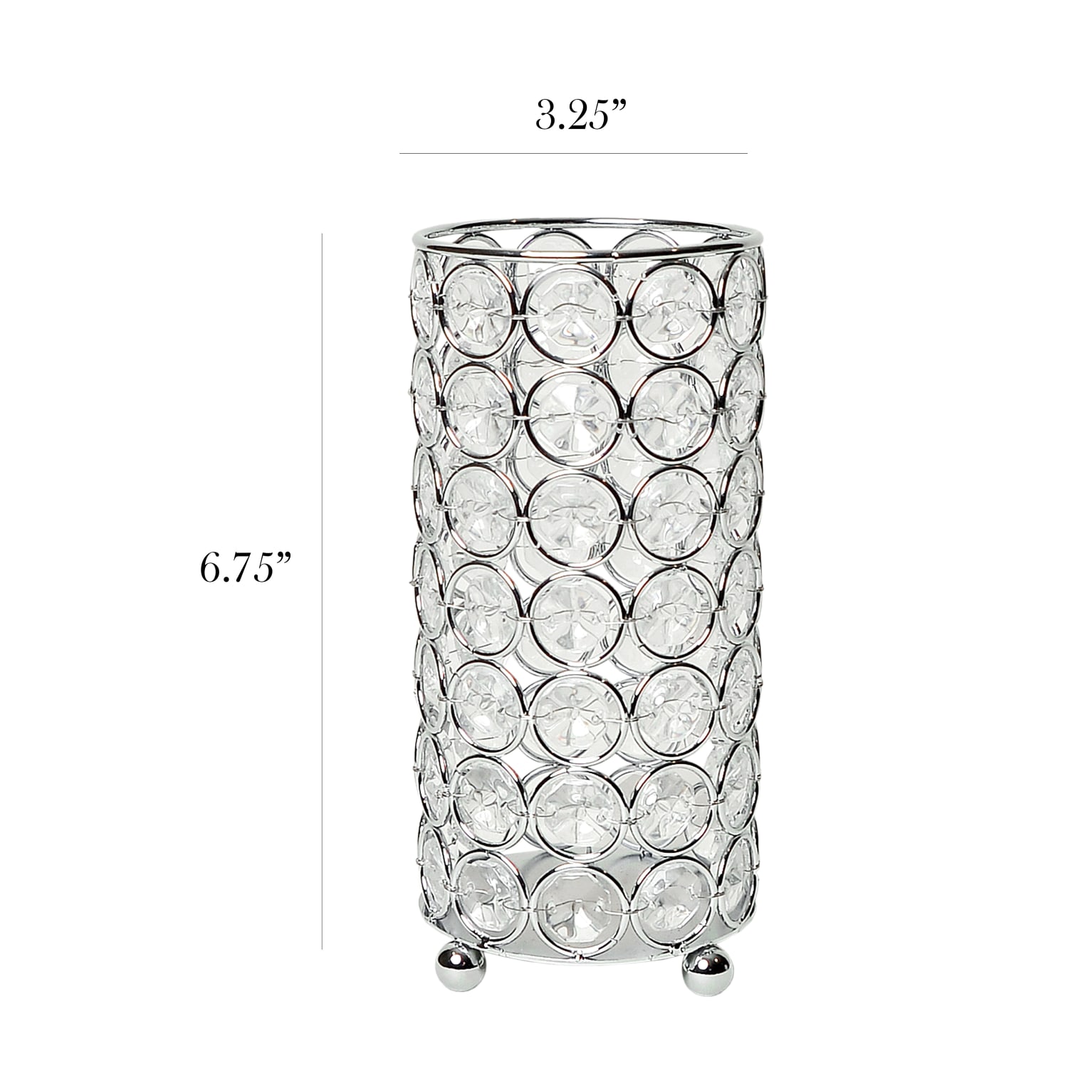 Elegant Designs Ellipse Crystal Decorative Vase, 6-3/4inH x 3-1/4inW x 3-1/4inD, Chrome - Image 3