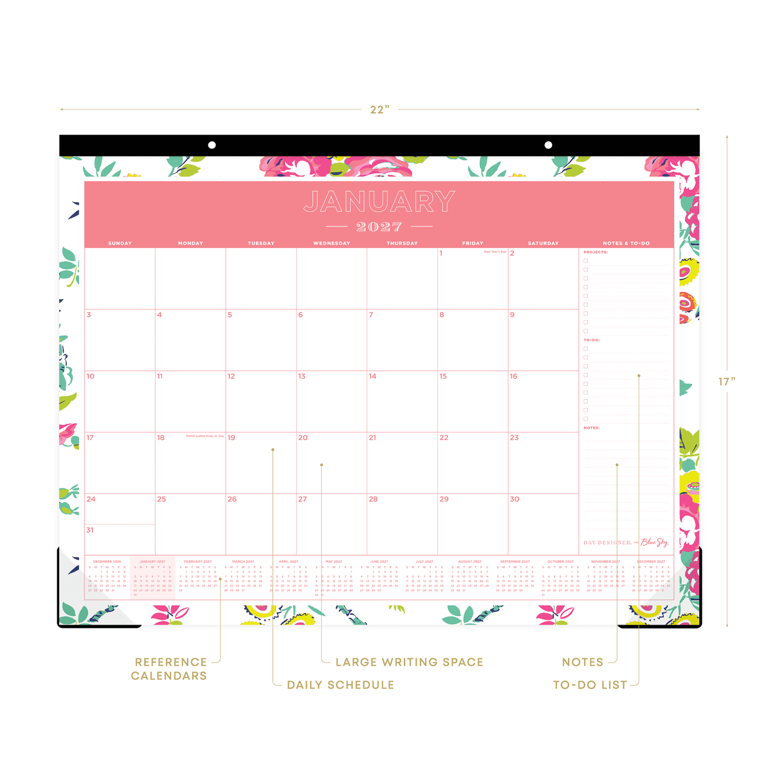 2027 Blue Sky Peyton White Monthly Desk Pad Planning Calendar, 22x17, 0%, Peyton White, Jan-Dec, RY27 - Image 4