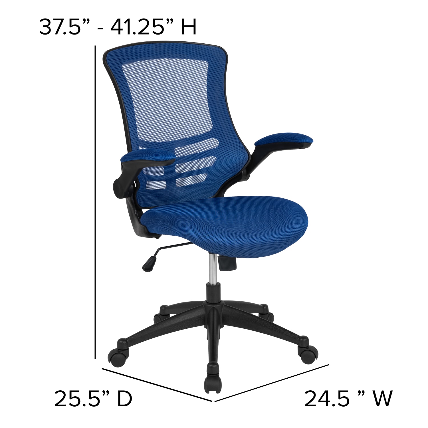 Flash Furniture Mesh Mid-Back Swivel Task Chair With Flip-Up Arms, Blue/Black - Image 5