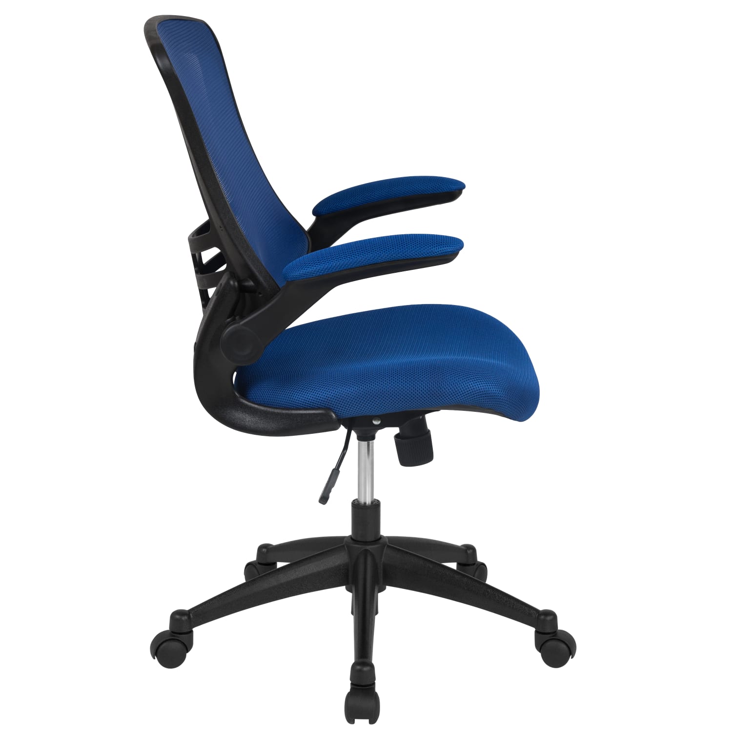 Flash Furniture Mesh Mid Back Swivel Task Chair With Flip Up Arms BlueBlack PopularChairscom