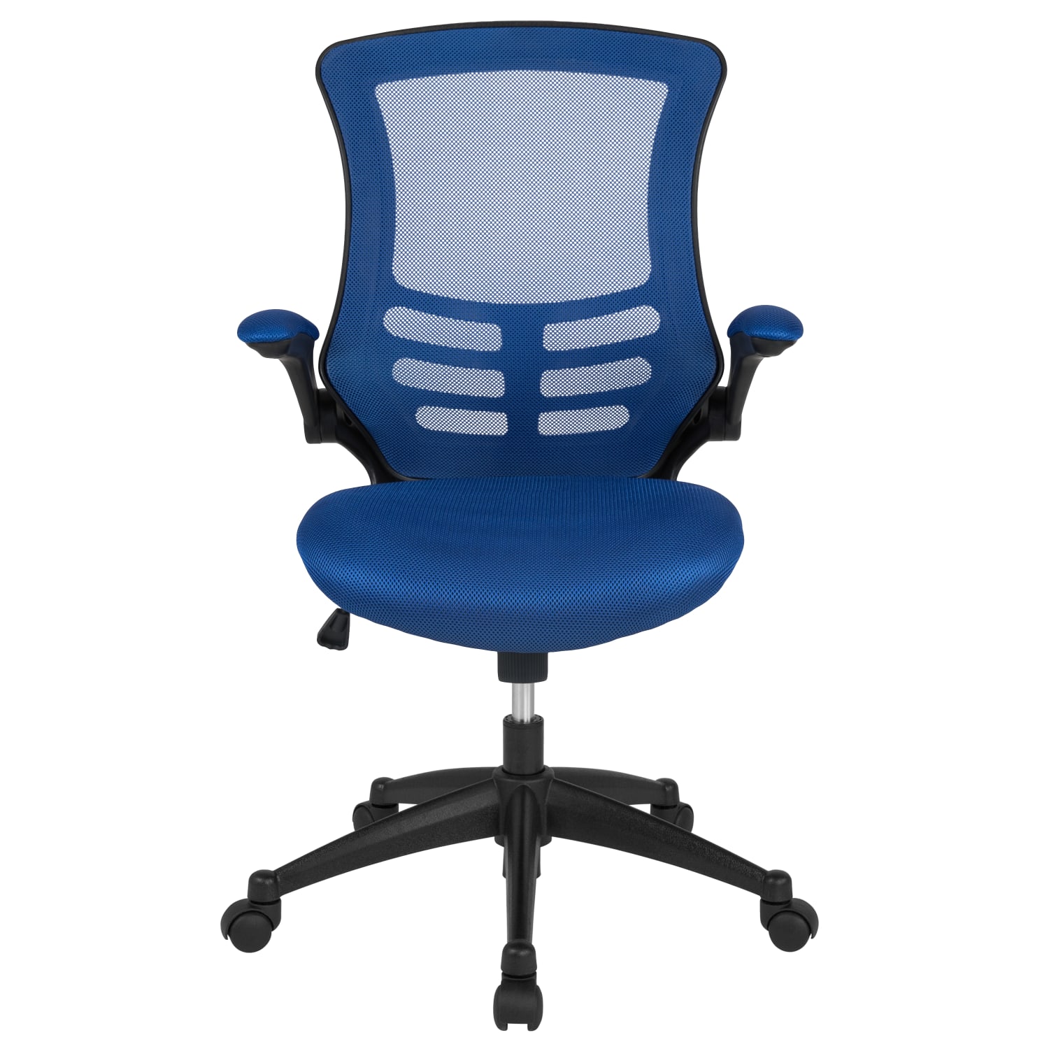 Flash Furniture Mesh Mid Back Swivel Task Chair With Flip Up Arms BlueBlack PopularChairscom