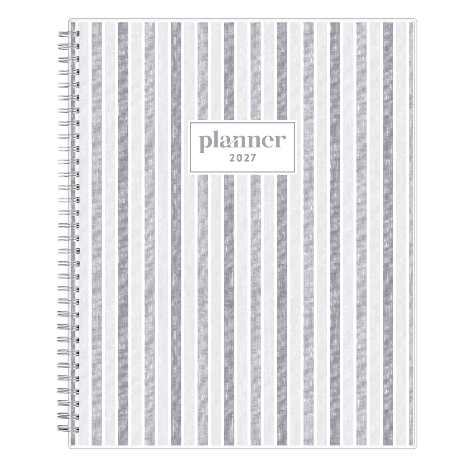 2027 Blue Sky Linen Stripe Gray Weekly/Monthly Planning Calendar, 8.5x11, 0%, Clear PET, Jan-Dec, RY27
