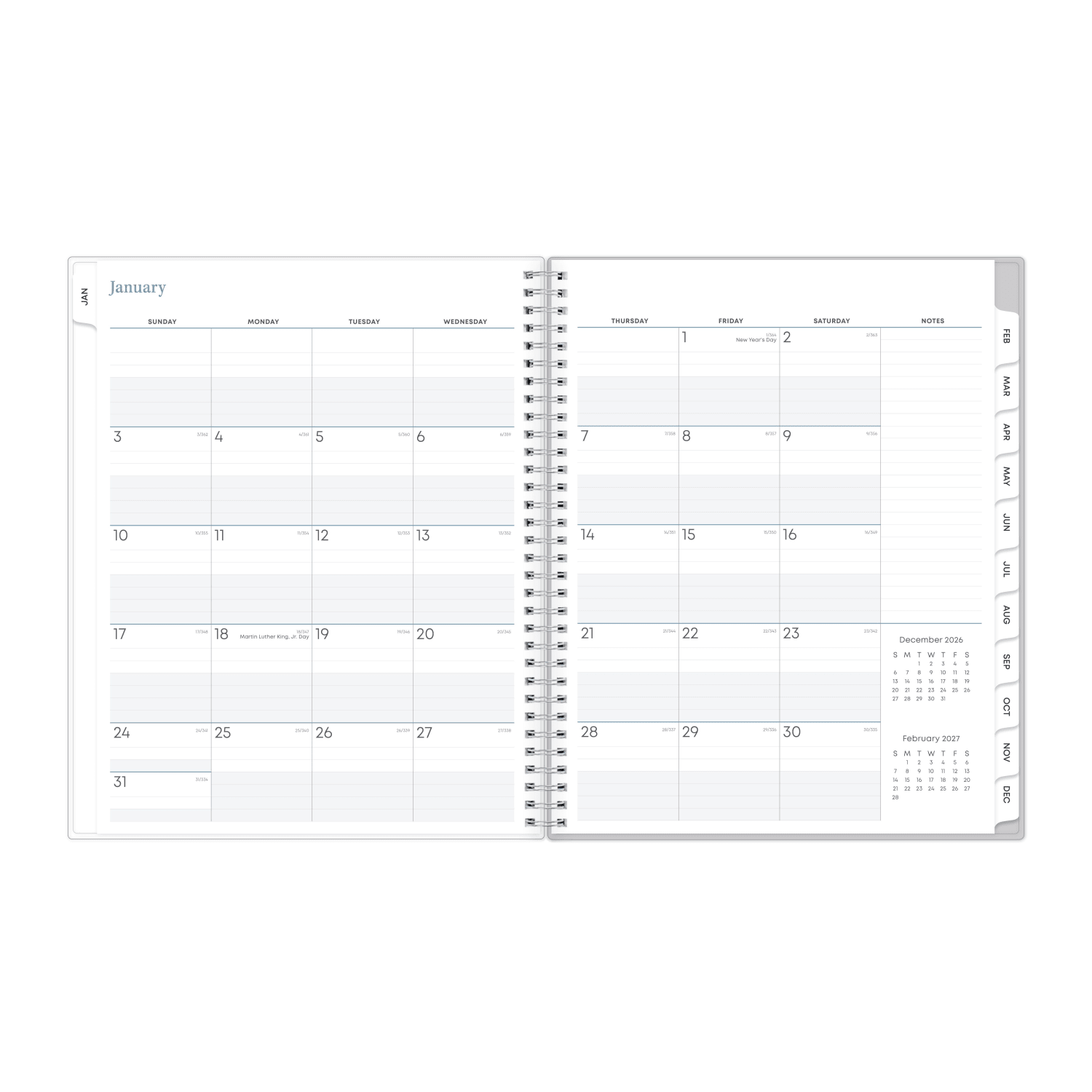 2027 Blue Sky Linen Stripe Gray Weekly/Monthly Planning Calendar, 8.5x11, 0%, Clear PET, Jan-Dec, RY27 - Image 4