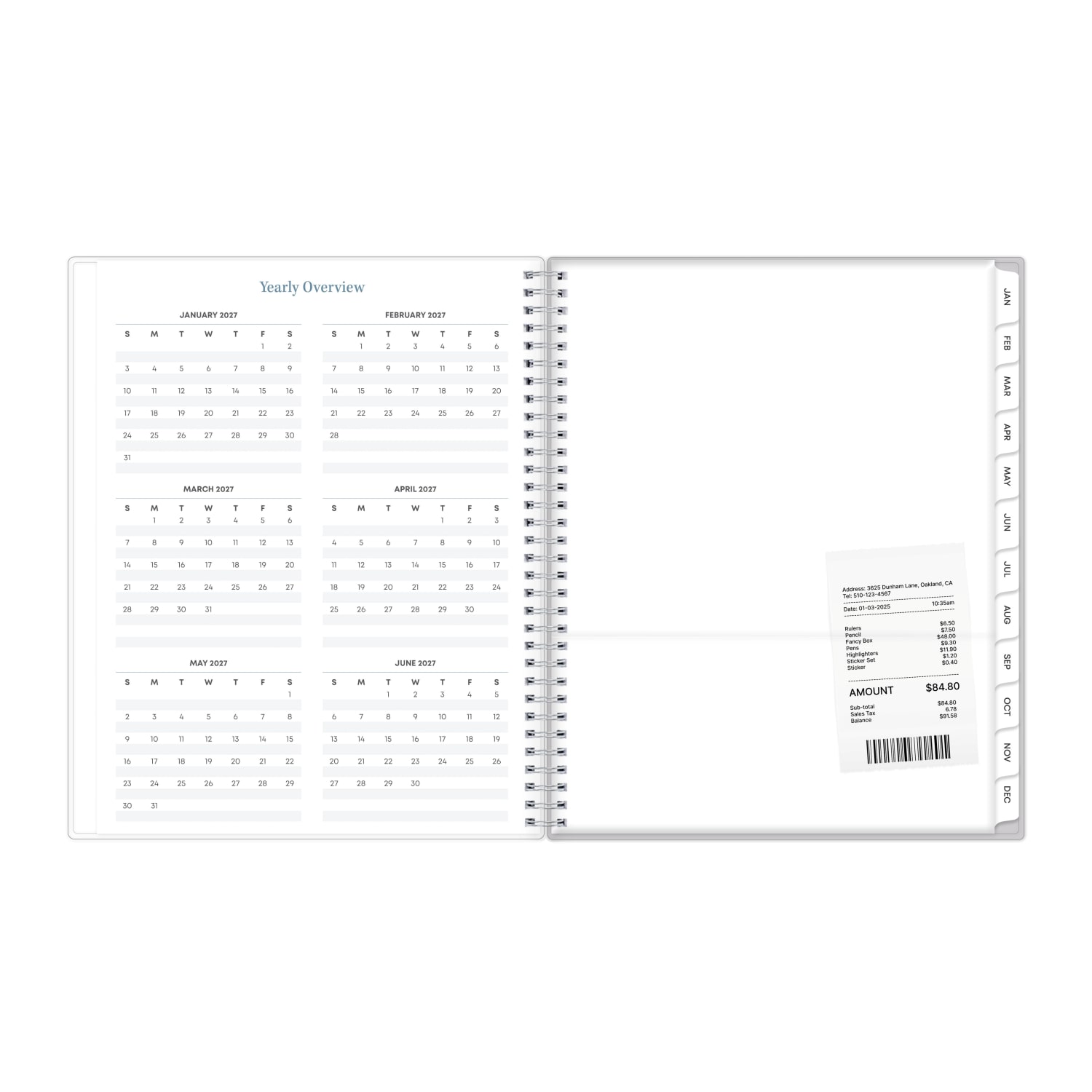 2027 Blue Sky Linen Stripe Gray Weekly/Monthly Planning Calendar, 8.5x11, 0%, Clear PET, Jan-Dec, RY27 - Image 5