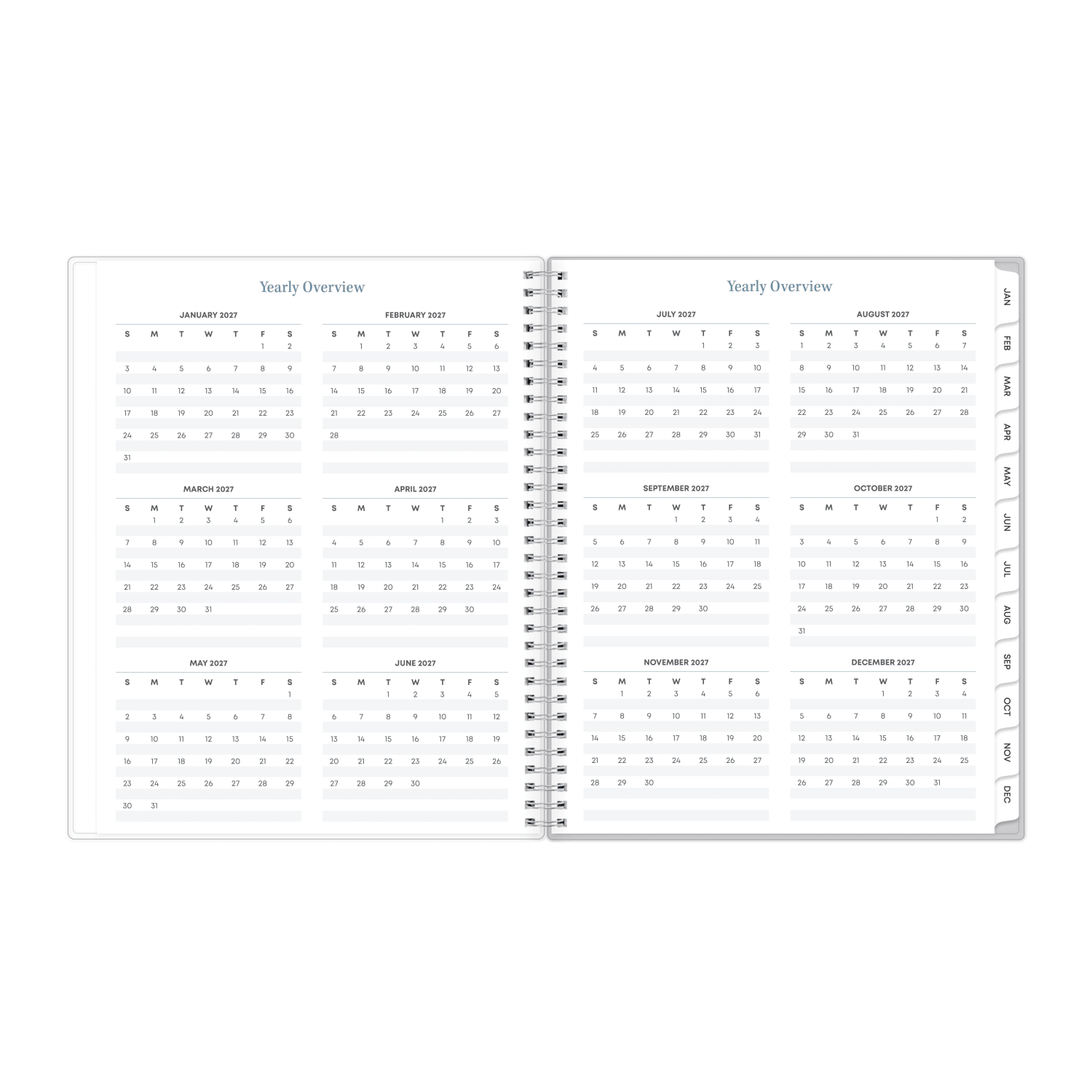 2027 Blue Sky Linen Stripe Gray Weekly/Monthly Planning Calendar, 8.5x11, 0%, Clear PET, Jan-Dec, RY27 - Image 6