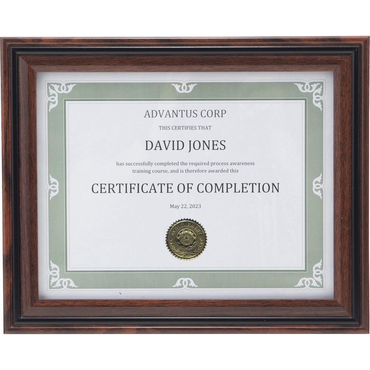 Advantus Certificate Frame - 8.50in x 11in Frame Size - Desktop - Vertical, Horizontal - Dust Resistant, Debris Resistant - Rosewood - 1 Each - Image 3