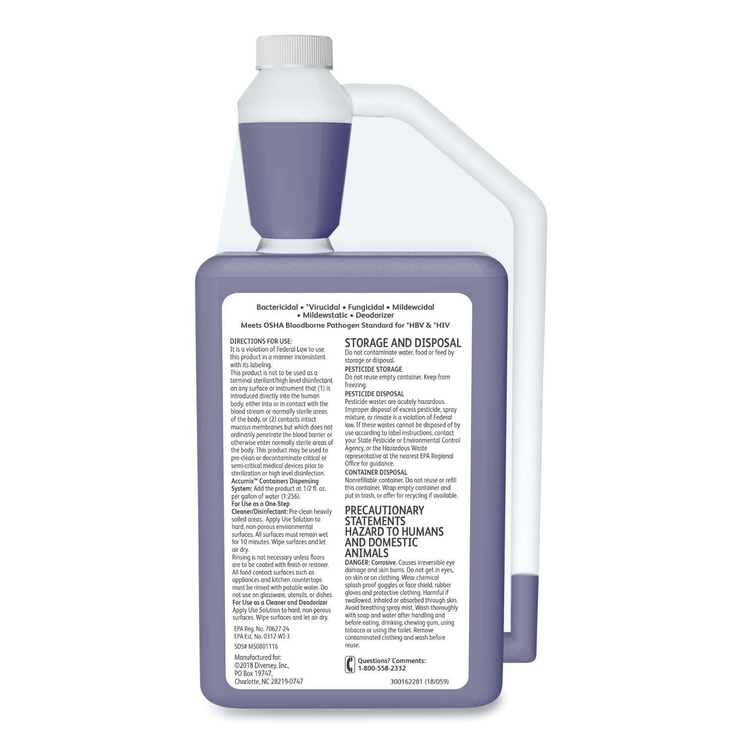 Diversey Virex II 256 One-Step Disinfectant Cleaner Deodorant, Mint, 32oz Bottle,6/Crtn - Image 4