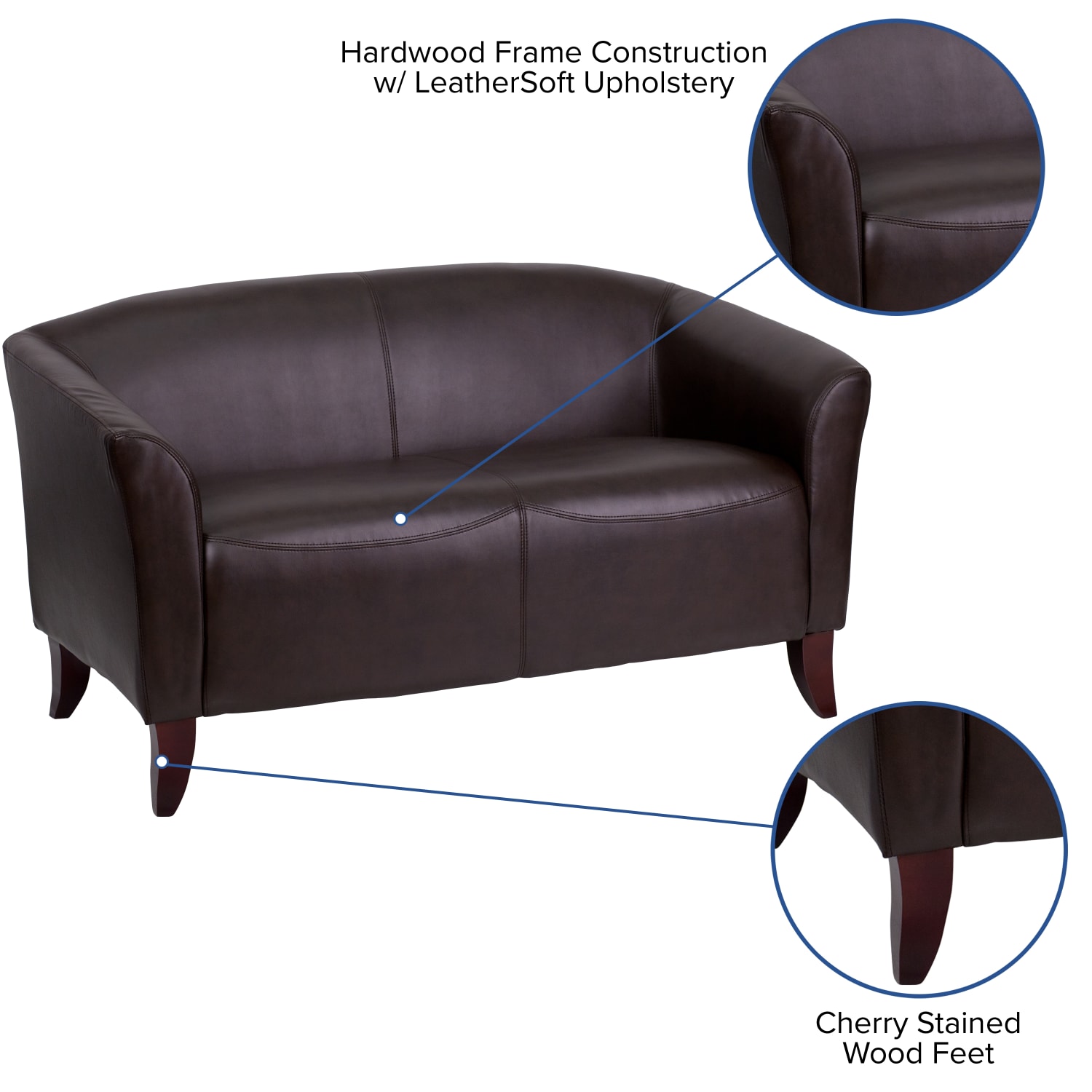 Flash Furniture Hercules Imperial LeatherSoft Faux Leather Loveseat, Brown - Image 6