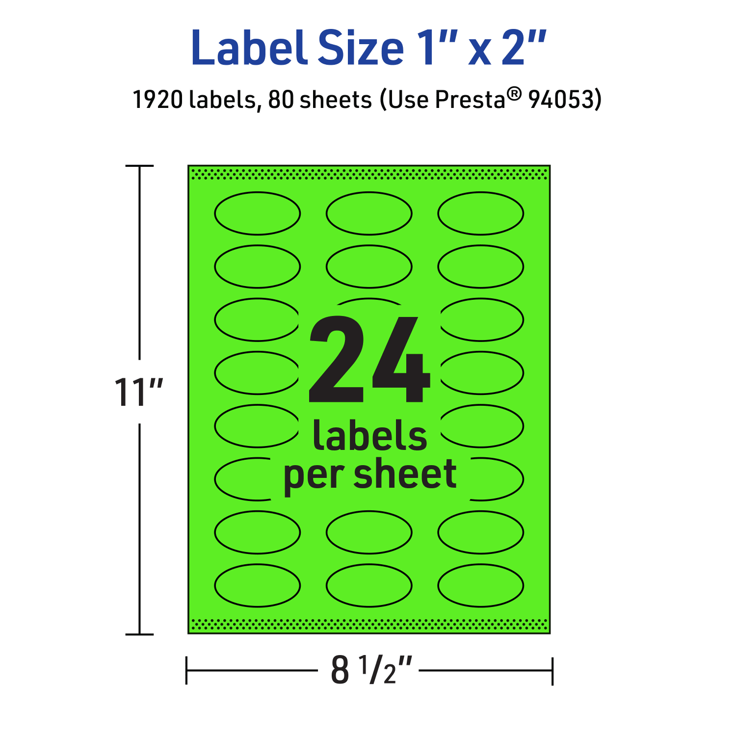 Avery Print-To-The-Edge Labels With Sure Feed Technology And Easy Peel Label Feature, 94053-NGP80, Oval, 1in x 2in, Matte Neon Green, Pack of 1920 - Image 6