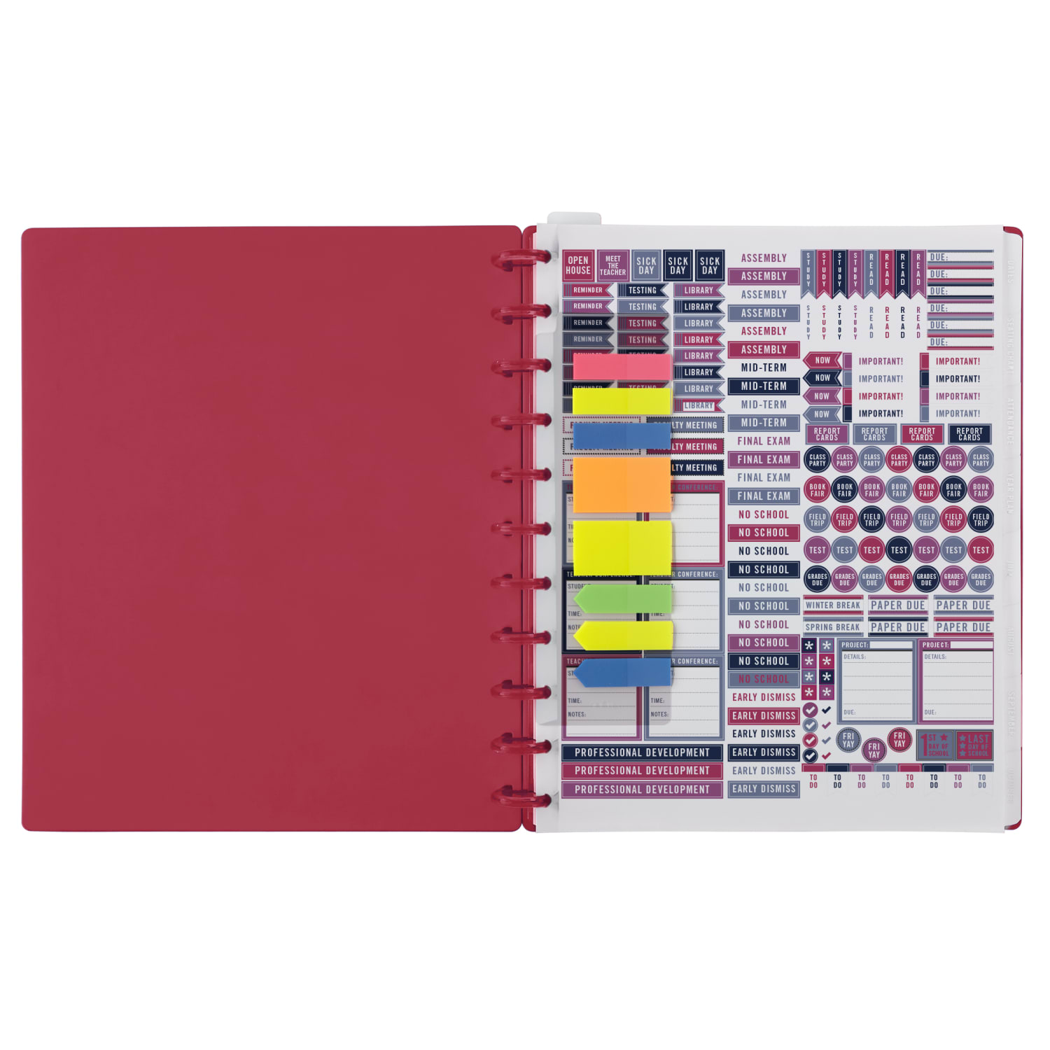 2026-2027 TUL Discbound Monthly Teacher Planner, Letter Size, Pink, July To June - Image 3