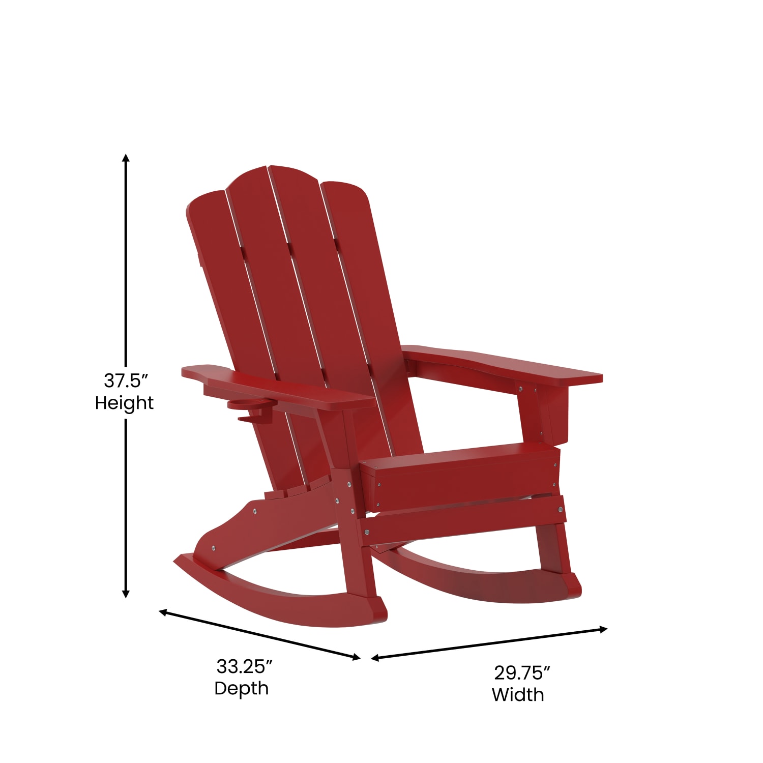 Flash Furniture Newport All-Weather Outdoor Furniture Adirondack Chair With Cup Holder, Red - Image 6