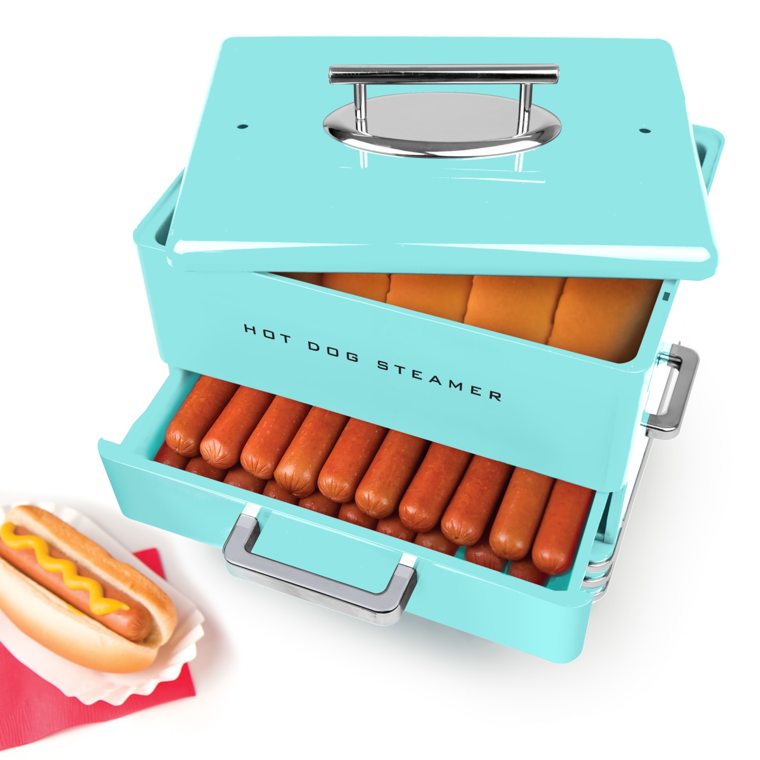 Nostalgia Hot Dog Steamer, 9-1/4in x 11-1/4in, Aqua - Image 4