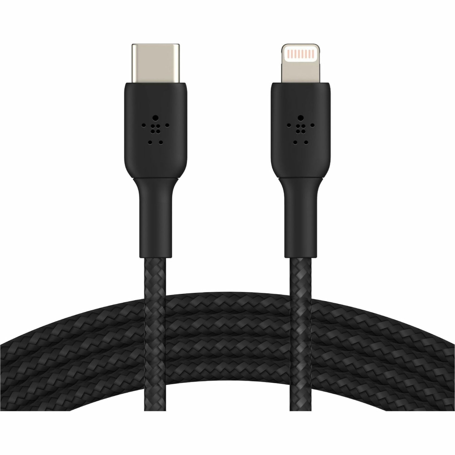 Belkin 30W USB-C to Lightning Cable - Nylon, Braided - M/M - 2m/6.6ft - Black - 6.56 ft Lightning/US - CAA004BT2MBK